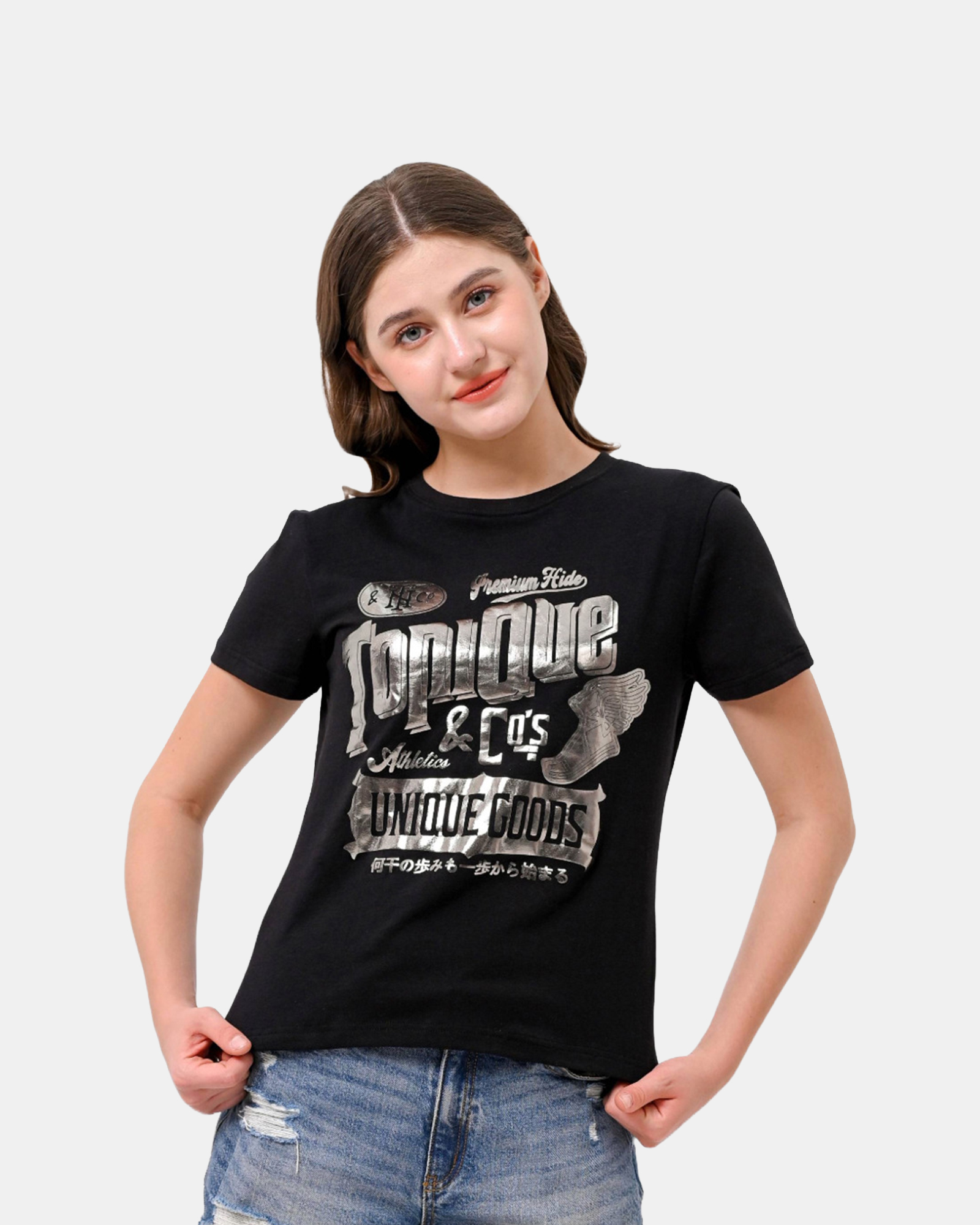 GLORIA - Women's Cotton Black Tshirt view 5