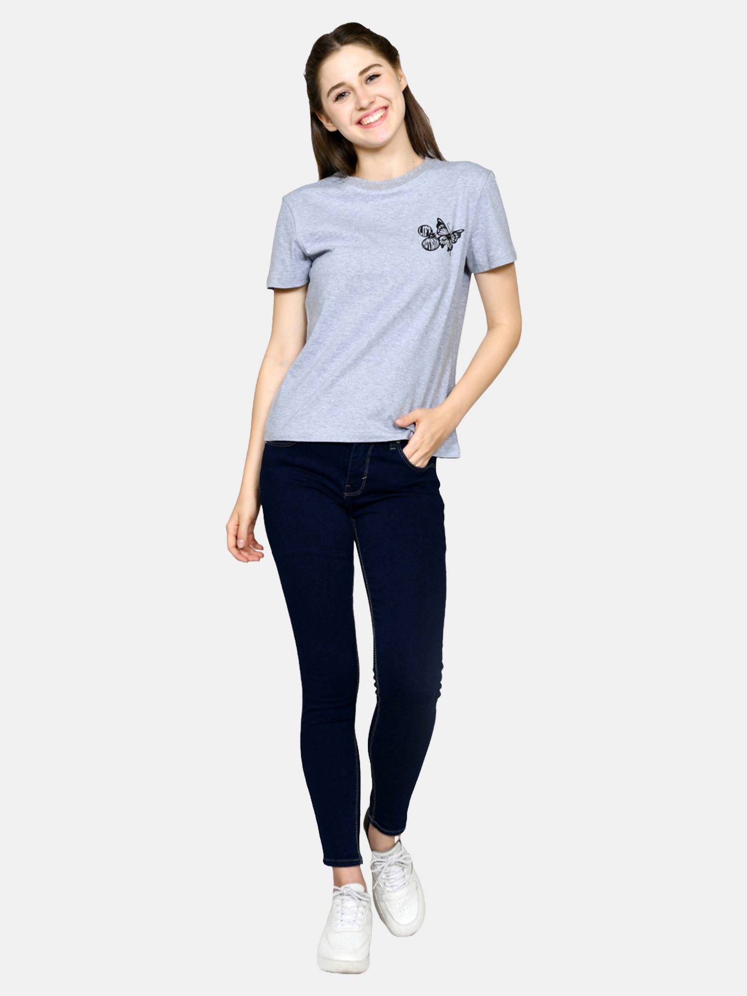 JODIE - Women's Cotton Grey Tshirt view 2