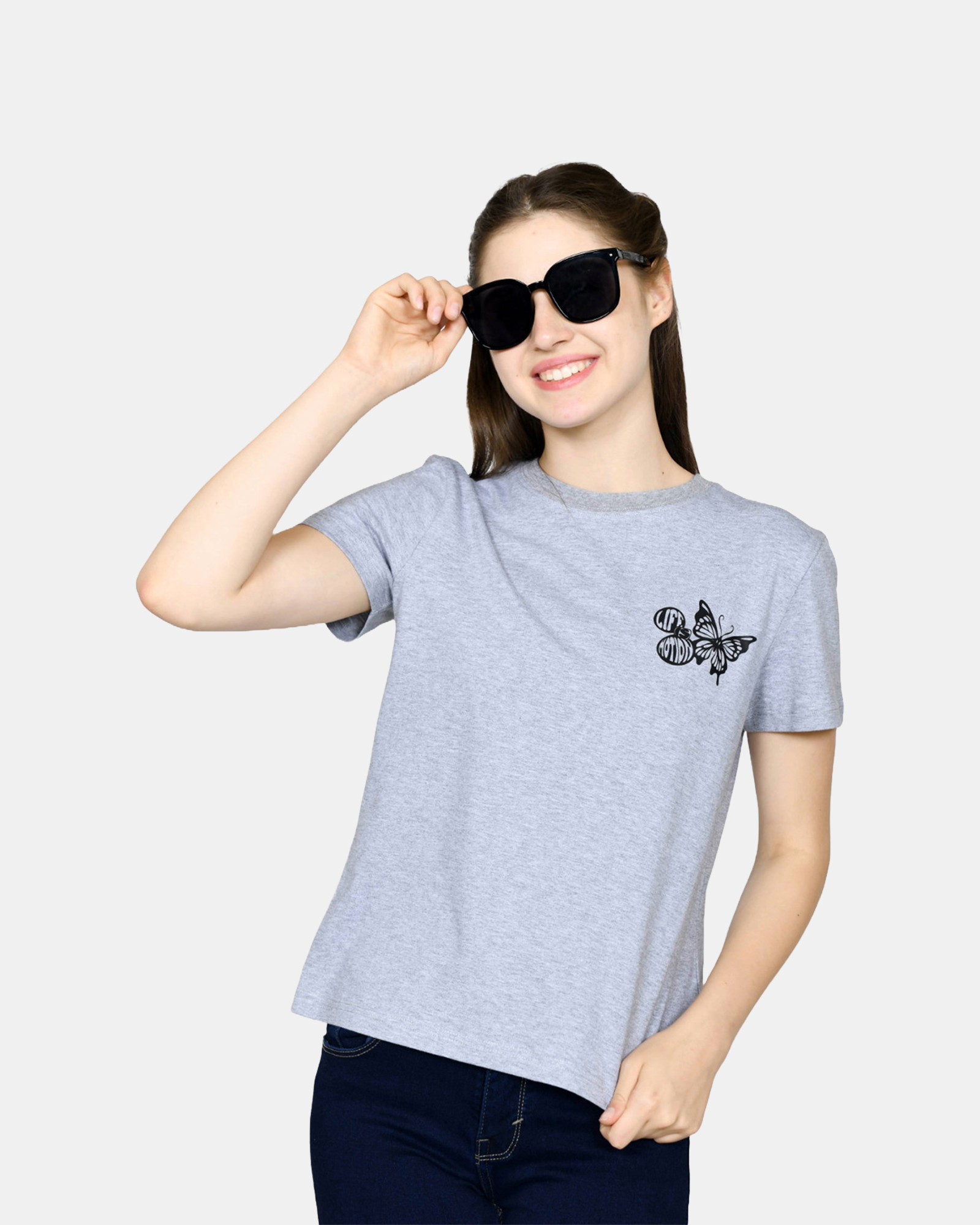 JODIE - Women's Cotton Grey Tshirt view 5