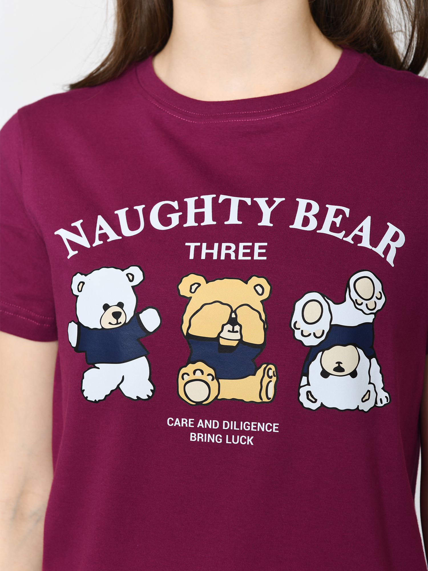 NAUGHTY BEAR - Maroon Tee Dress view 4