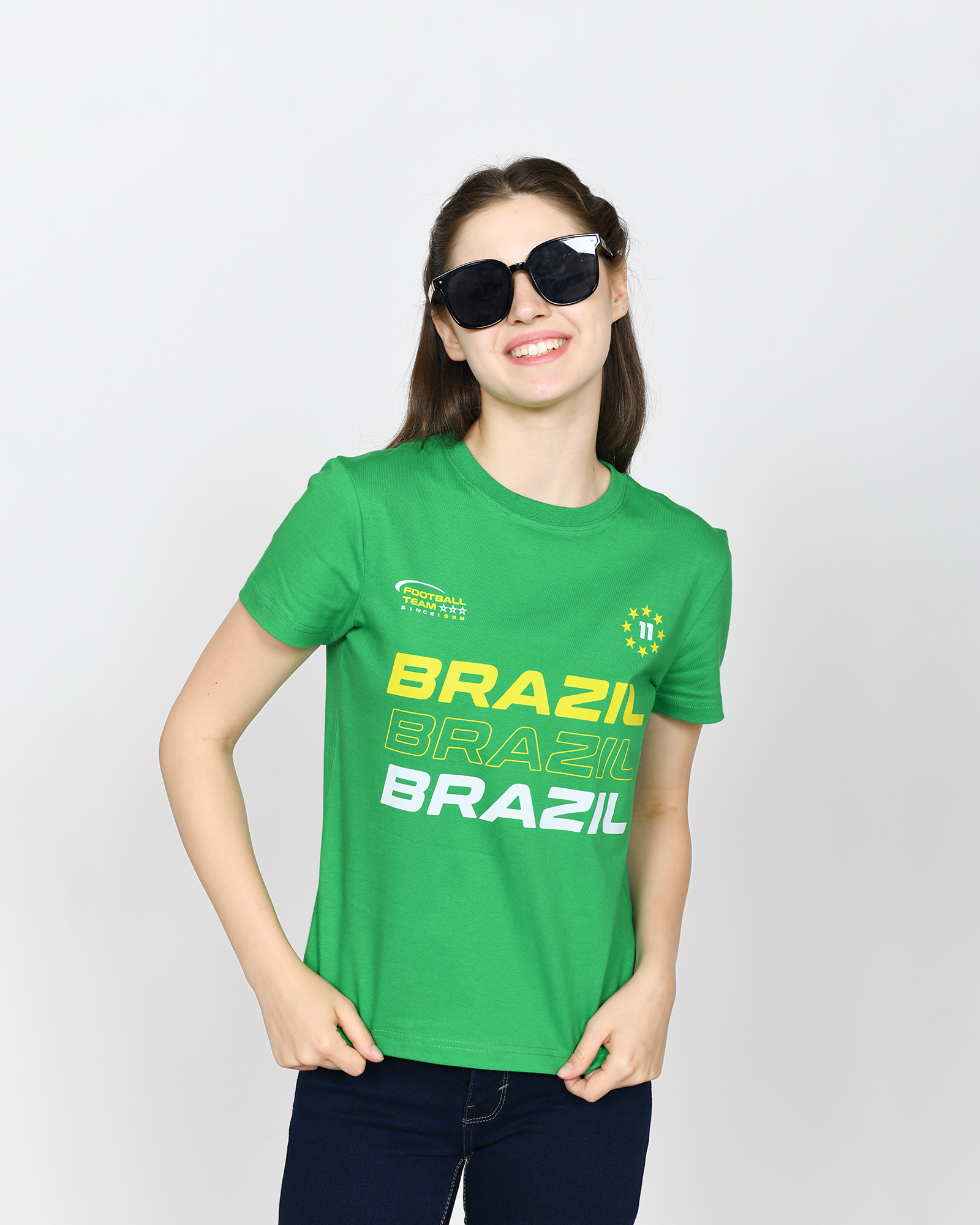 BRAZIL - Women's Cotton Green Tshirt view 5
