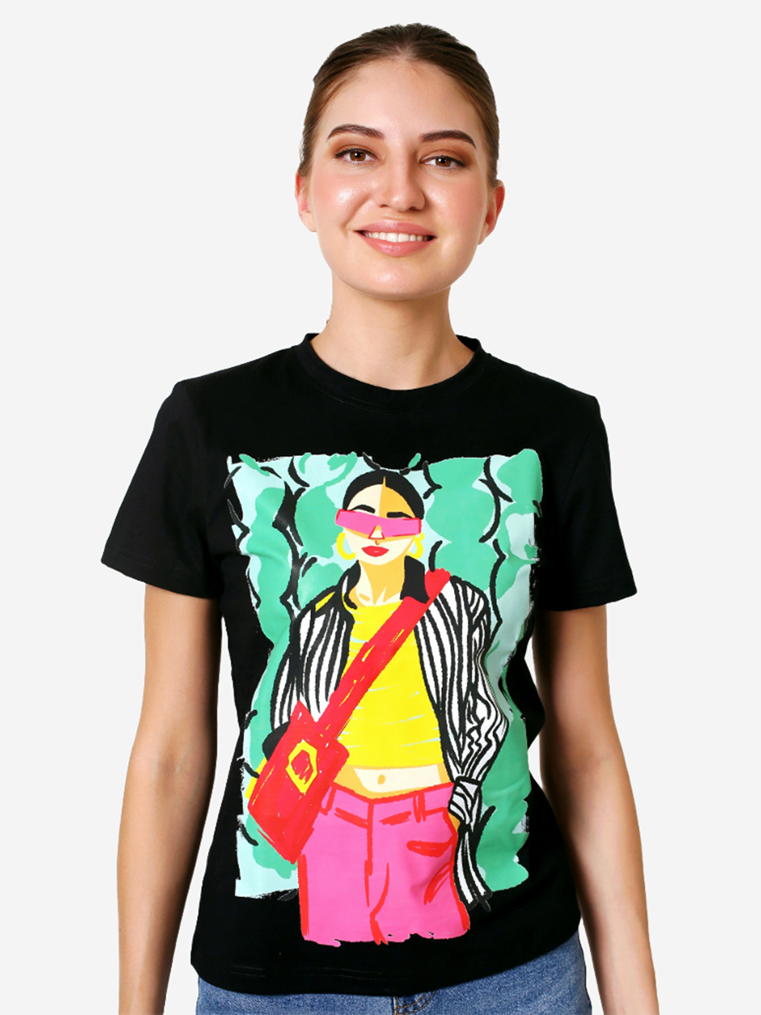 CAROL - Women's Cotton Black Tshirt view 4