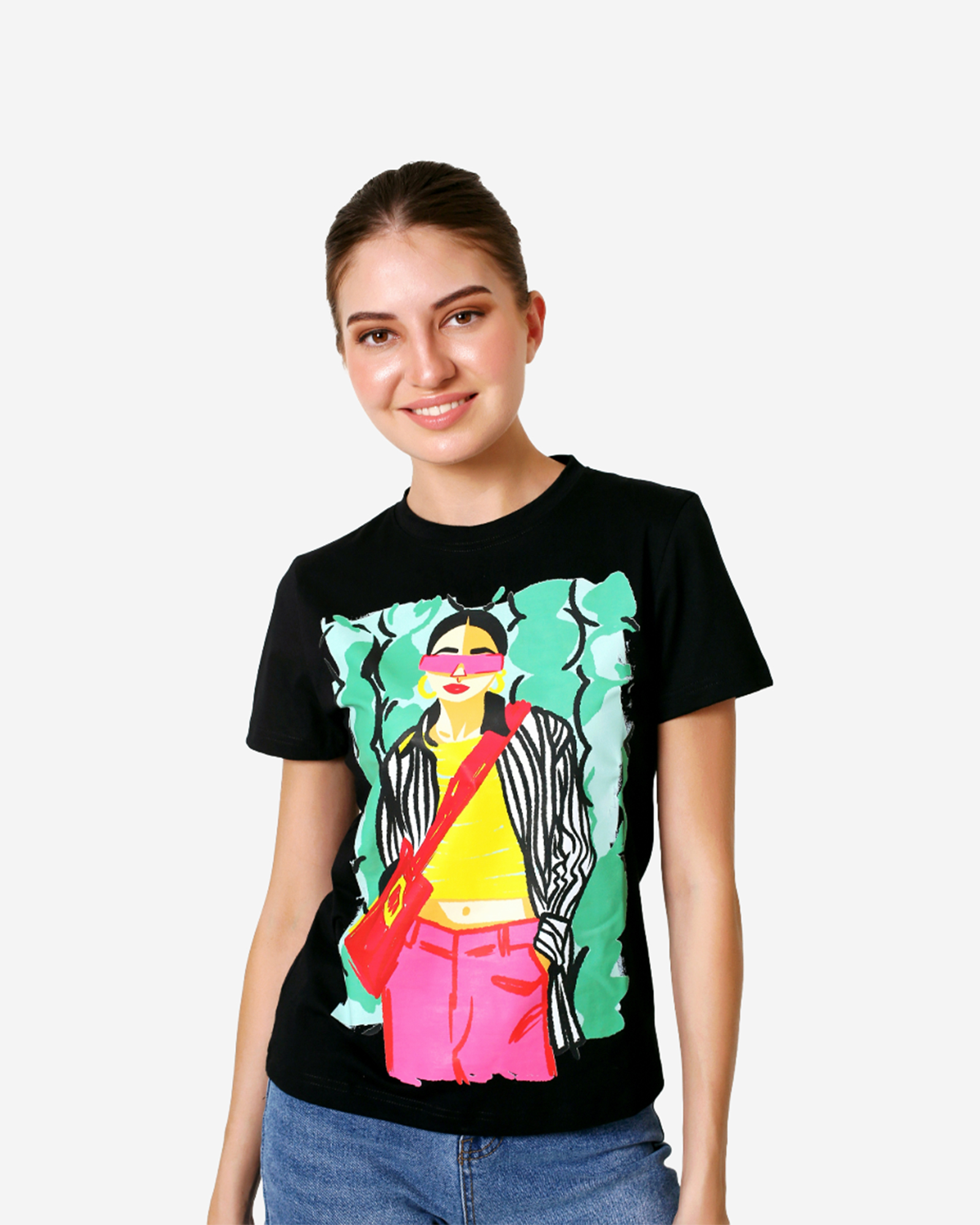 CAROL - Women's Cotton Black Tshirt view 5