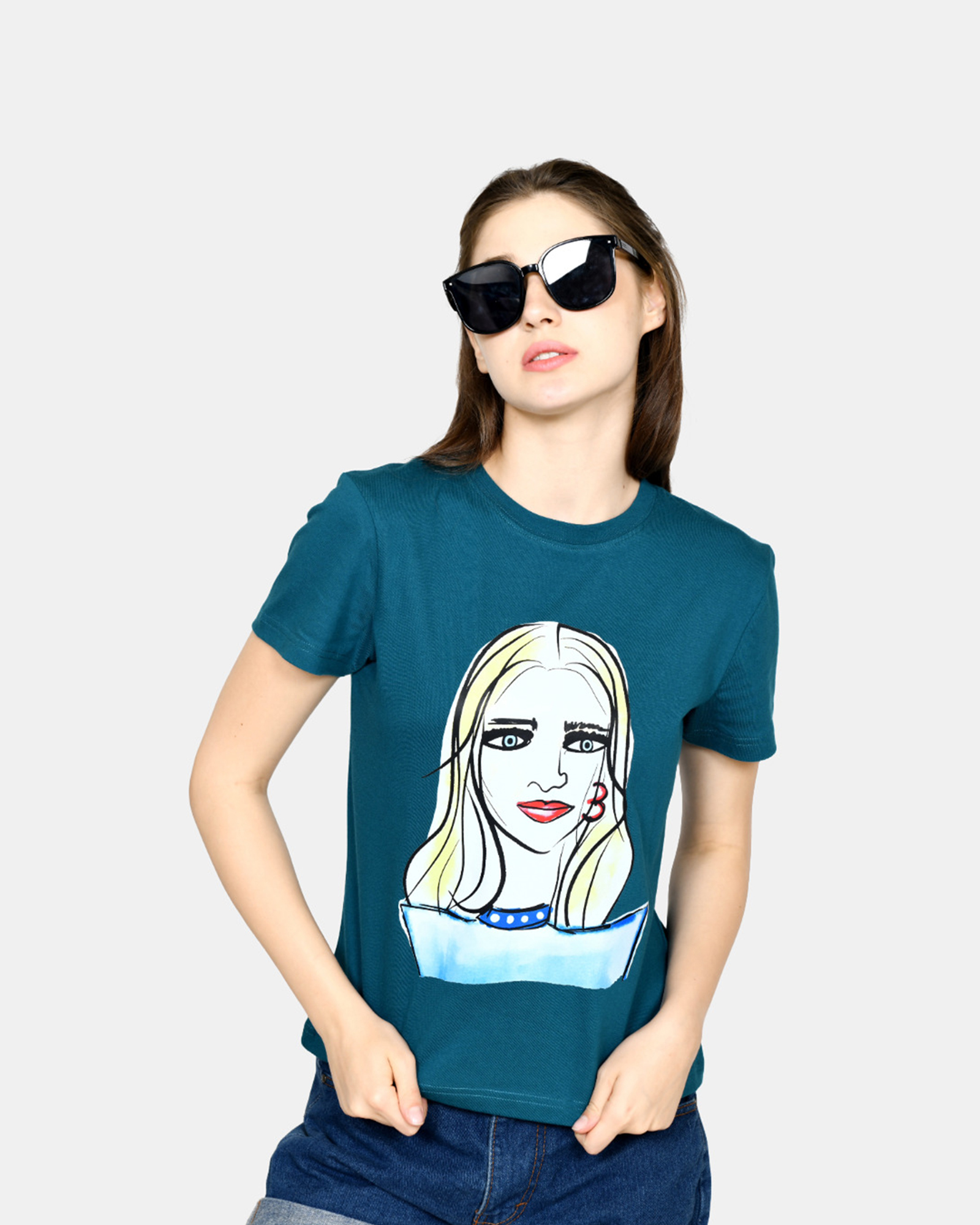 JULIE - Women's Cotton Green Tshirt view 5
