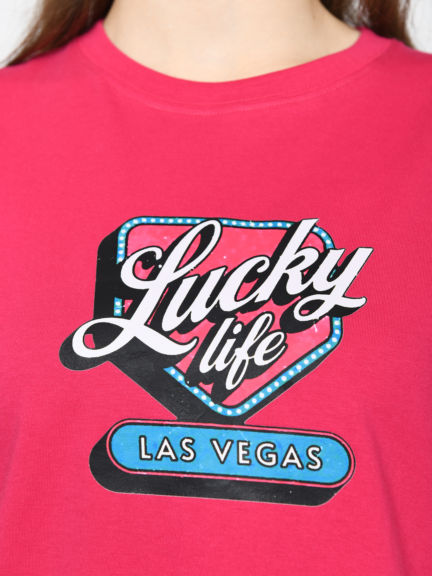 LAS VEGAS - Women's Cotton Pink Tshirt view 3
