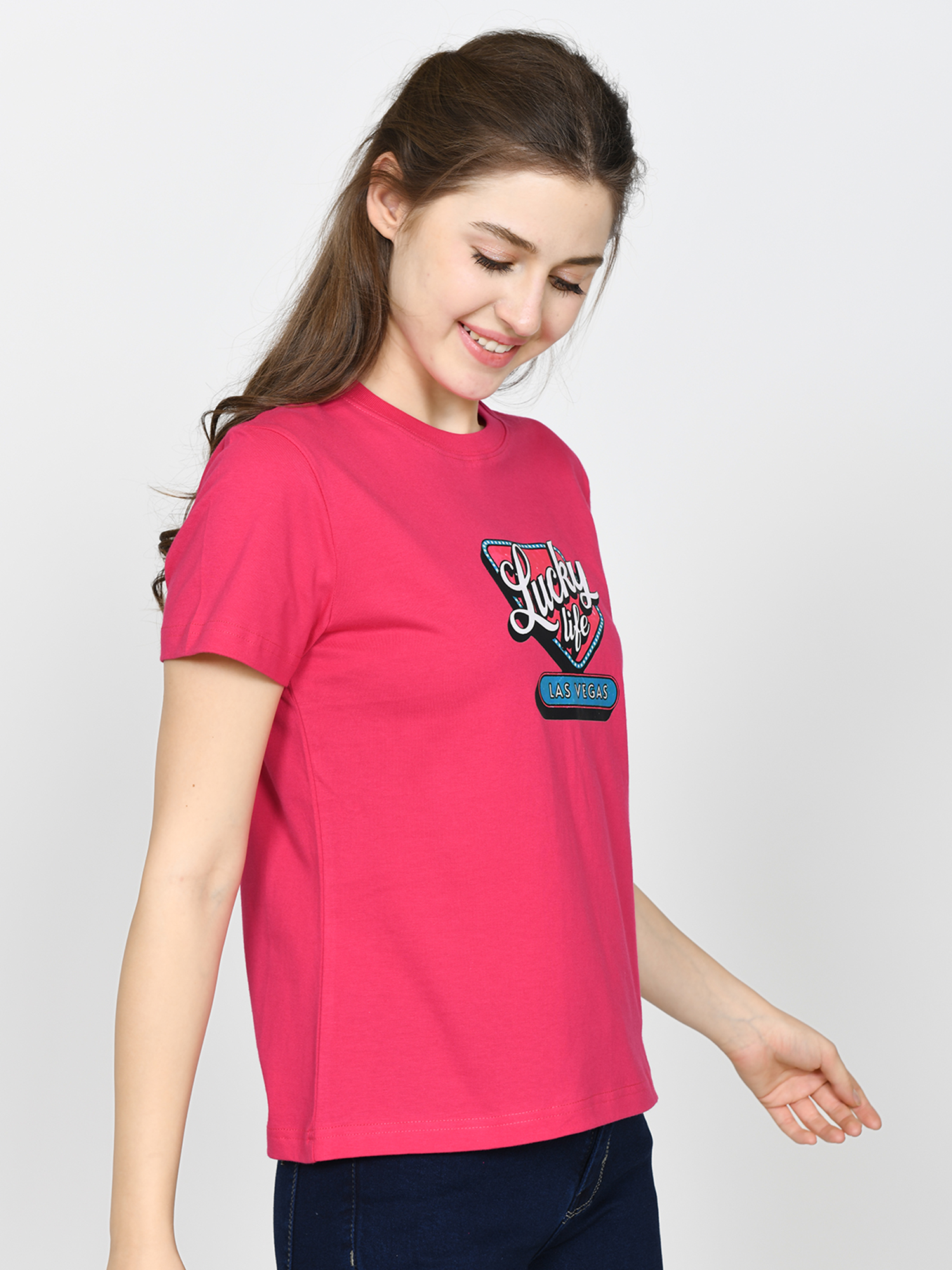 LAS VEGAS - Women's Cotton Pink Tshirt view 4