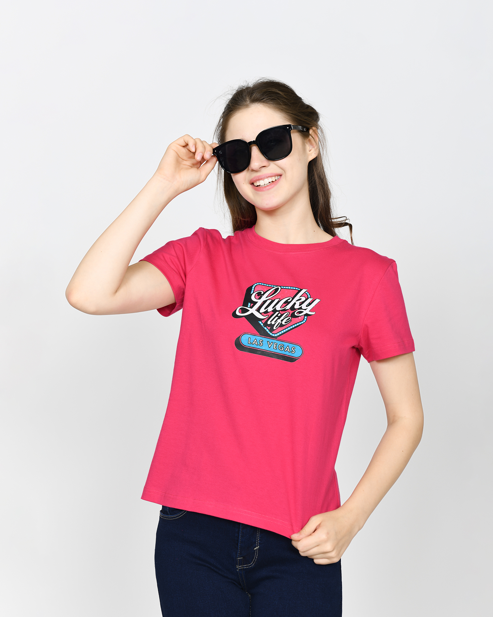 LAS VEGAS - Women's Cotton Pink Tshirt view 5