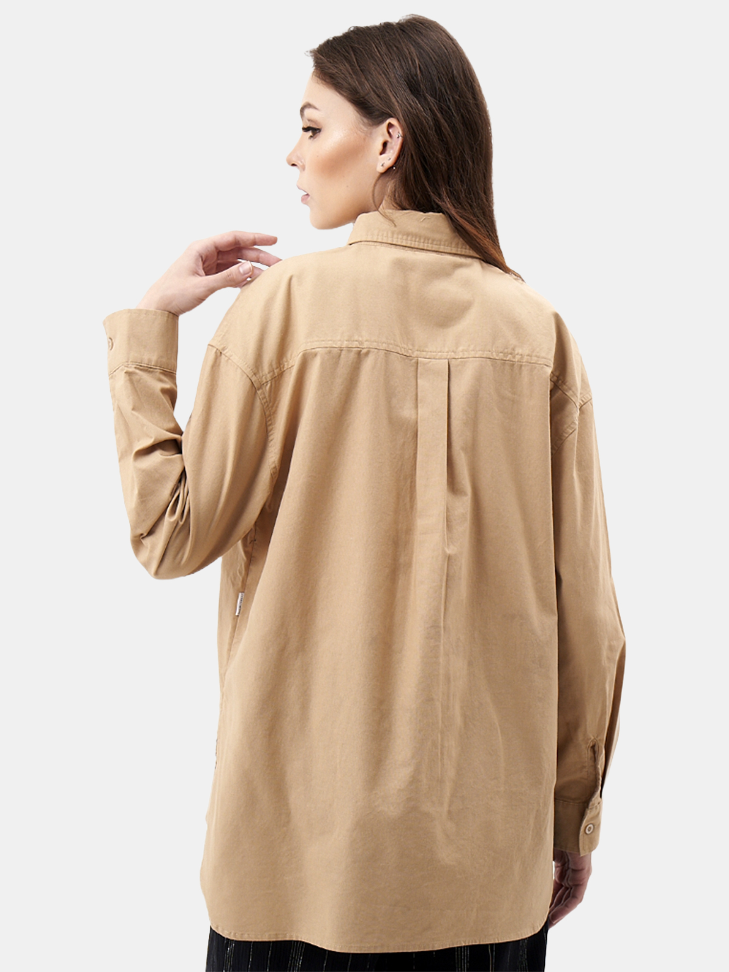 Anastasia - Women's Beige Cotton Shirt view 2