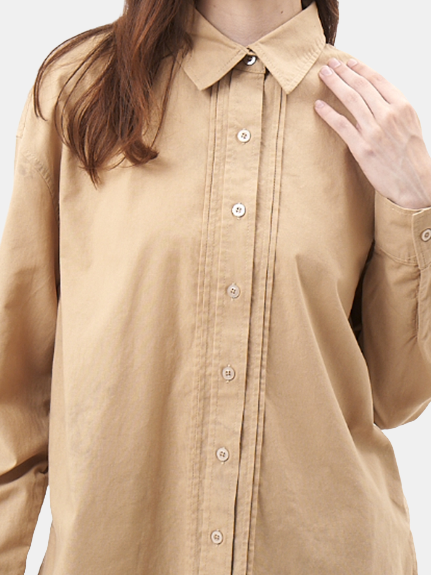 Anastasia - Women's Beige Cotton Shirt view 4