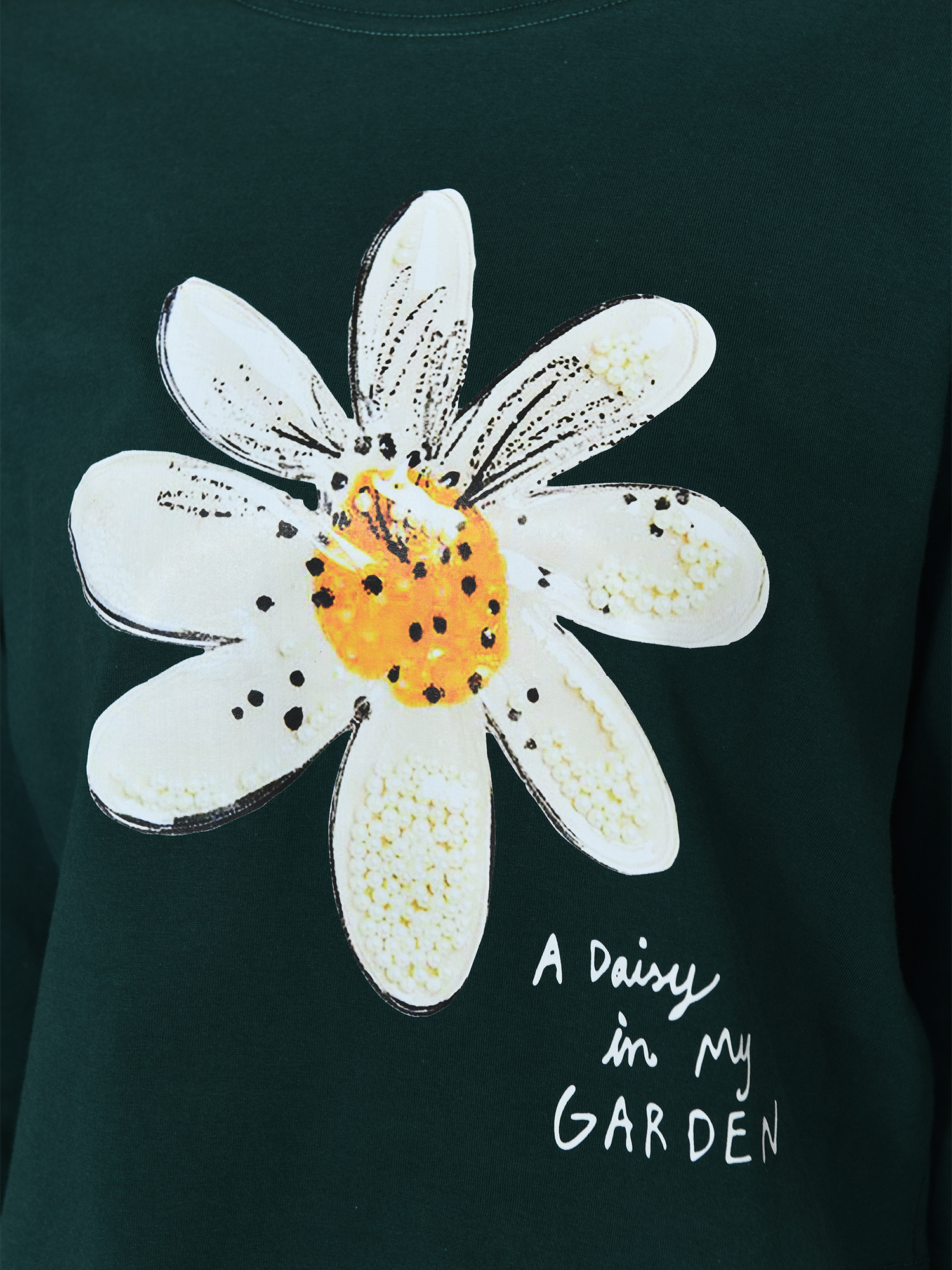 FLOWER - Women's Cotton Green Full Sleeve Cropped Tshirt view 5