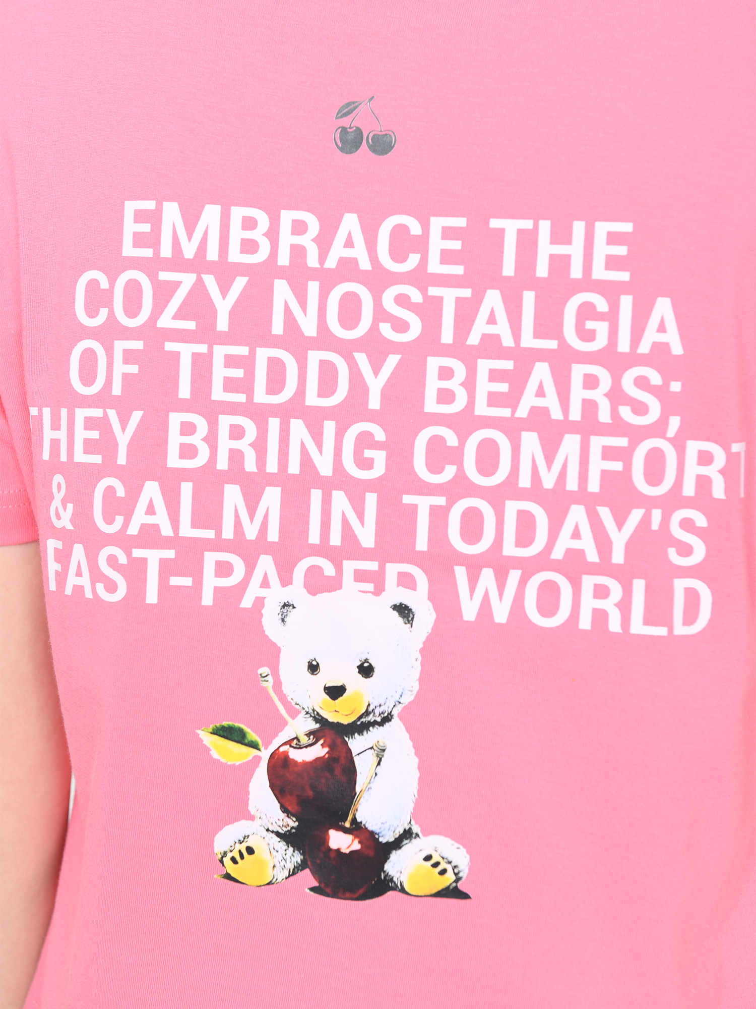 TEDDY - Women's Cotton Pink Cropped Tshirt view 4