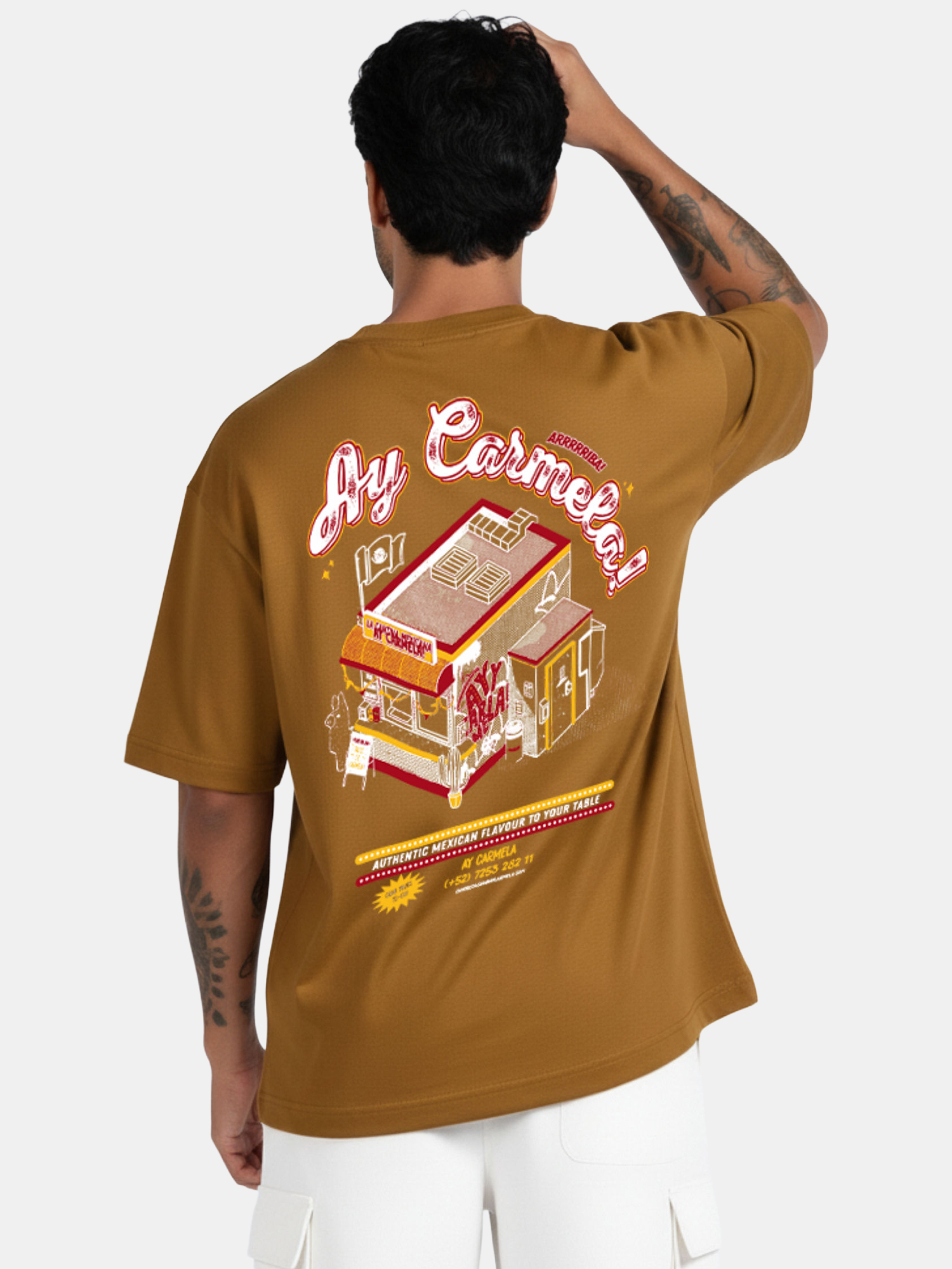 Aulio - Men's Oversized Mustard T-shirt view 2