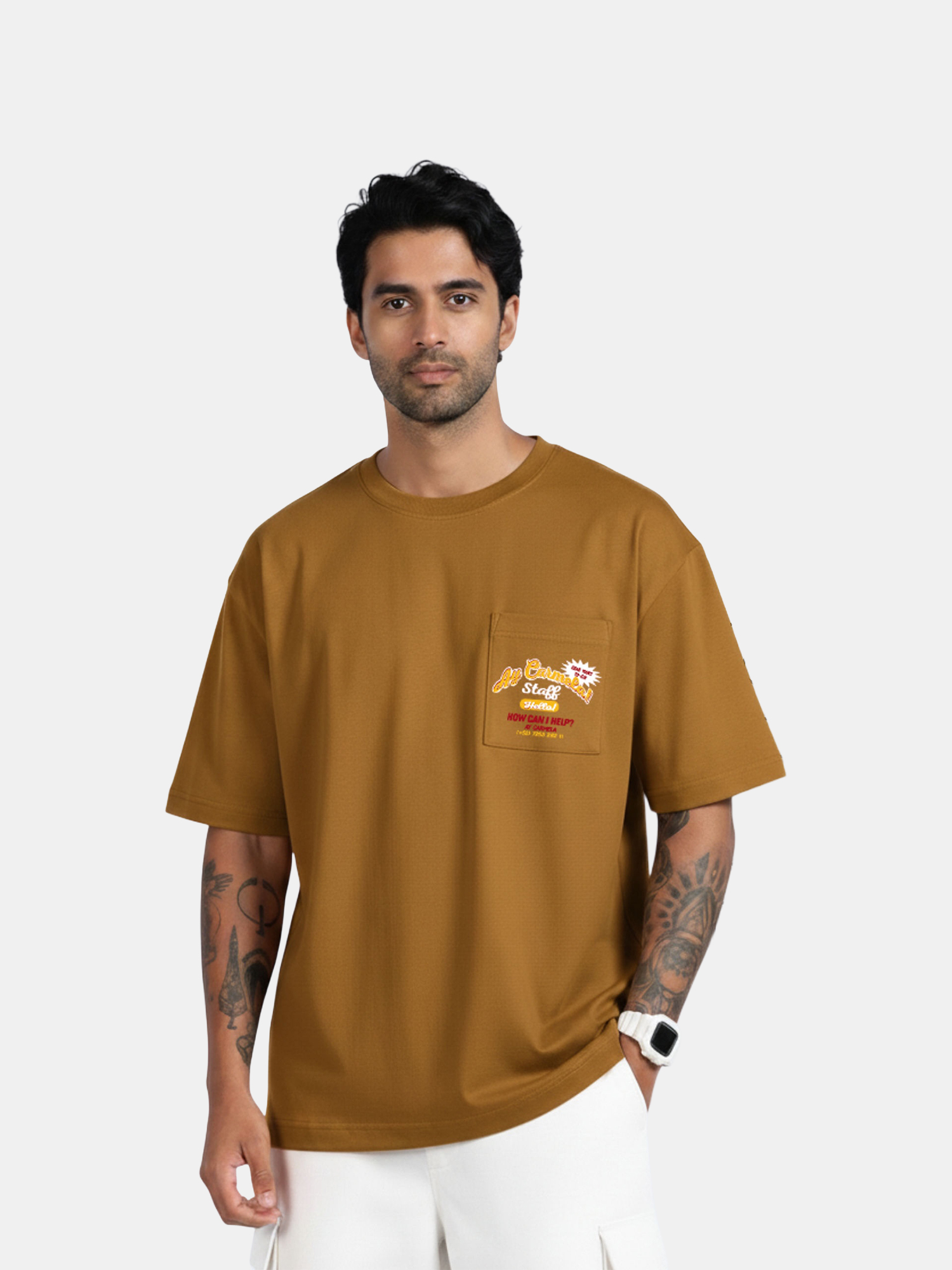 Aulio - Men's Oversized Mustard T-shirt view 4