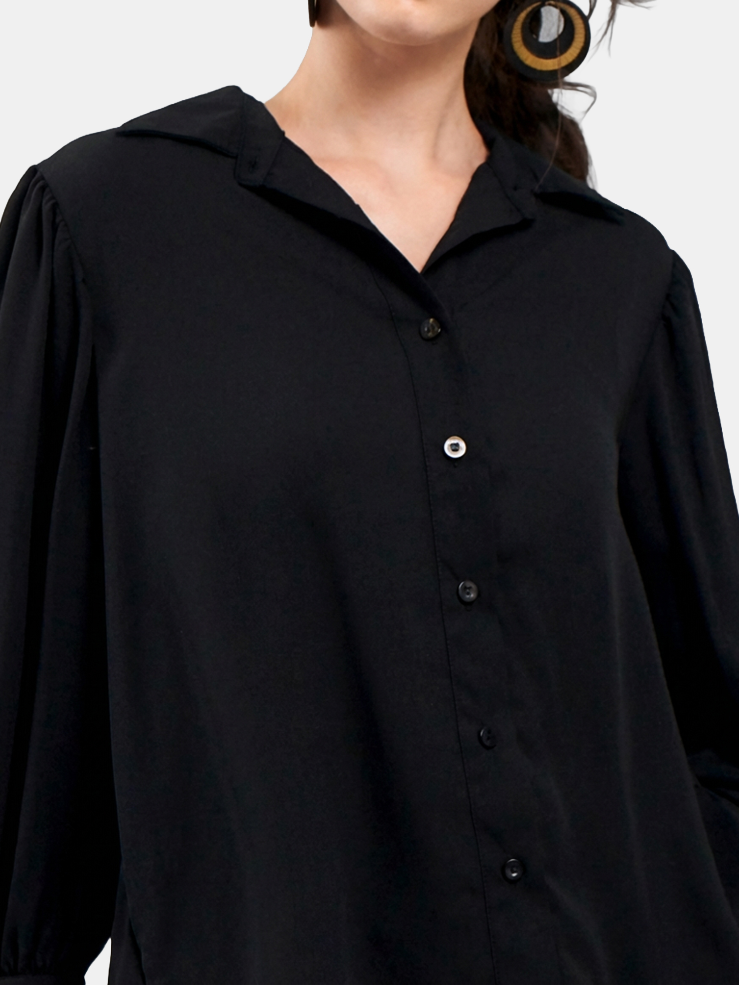 Cathy - Women's Black Cotton Shirt view 2