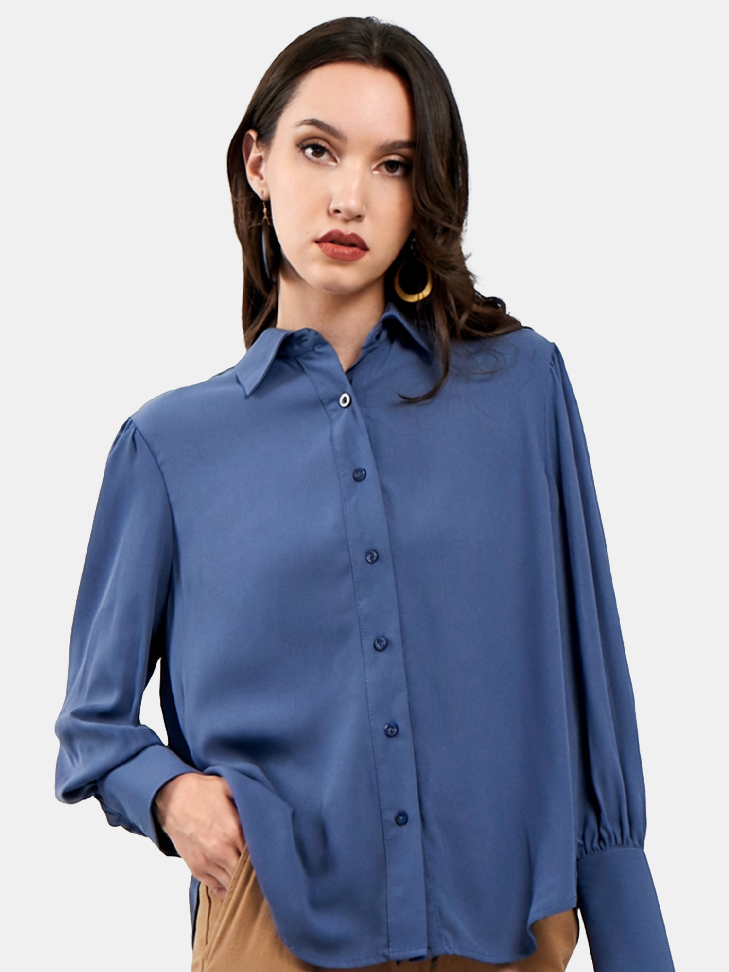Cathy - Women's Blue Cotton Shirt