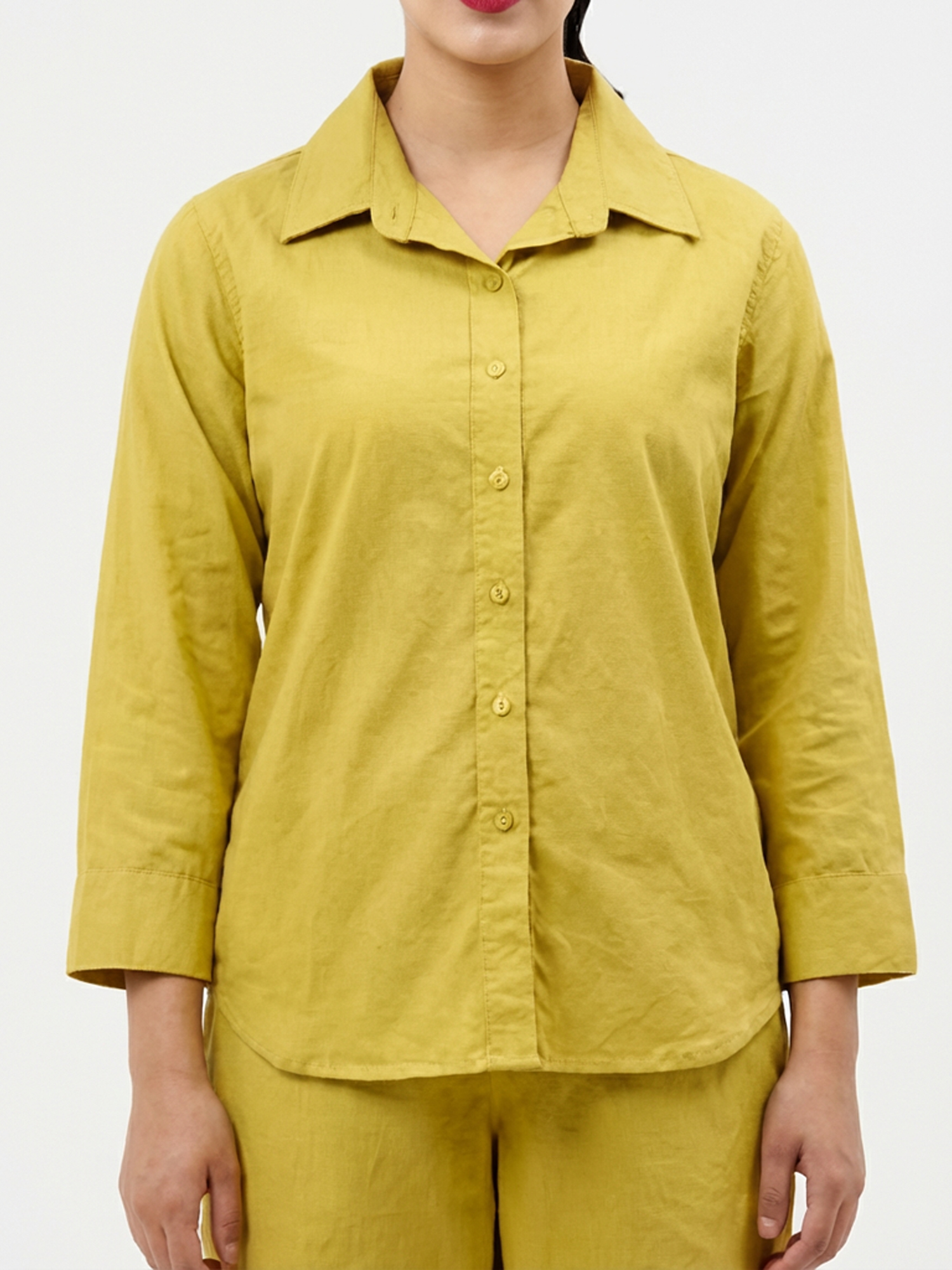 Saint - Women's Lime Cotton Shirt view 3