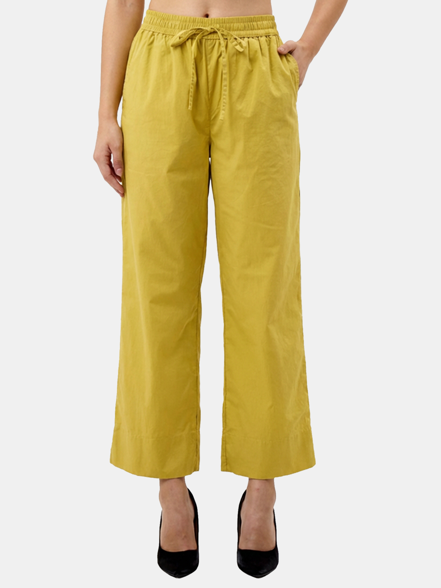 Laurent - Women's Lime Cotton Pants view 4