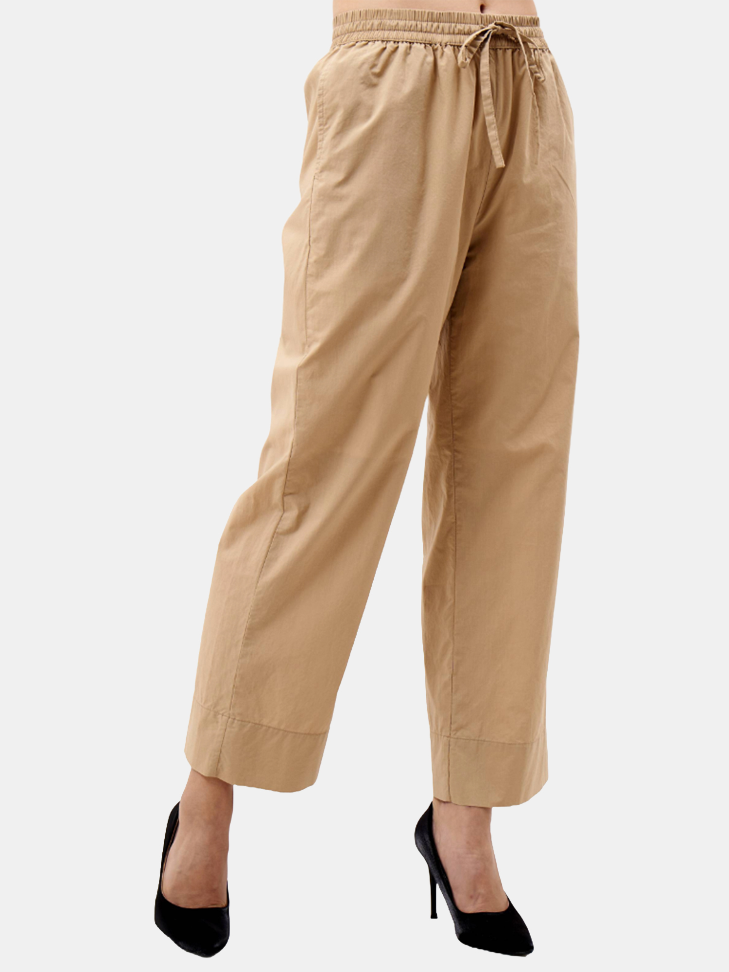 Laurent - Women's Beige Cotton Pants view 3
