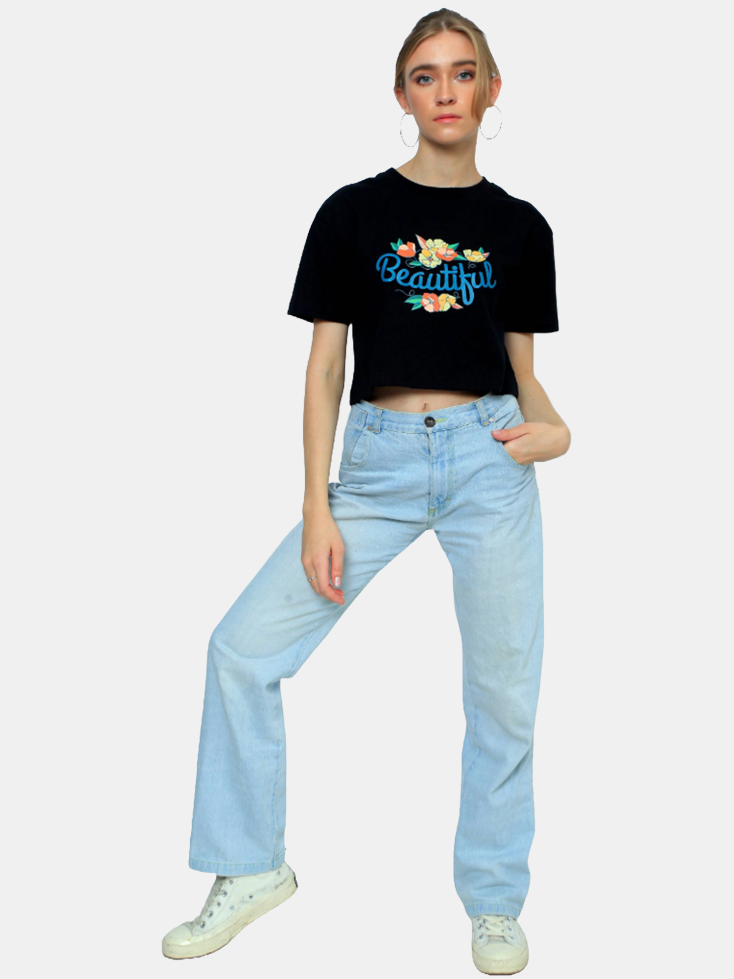 Carol - Women's Black Crop Top view 2
