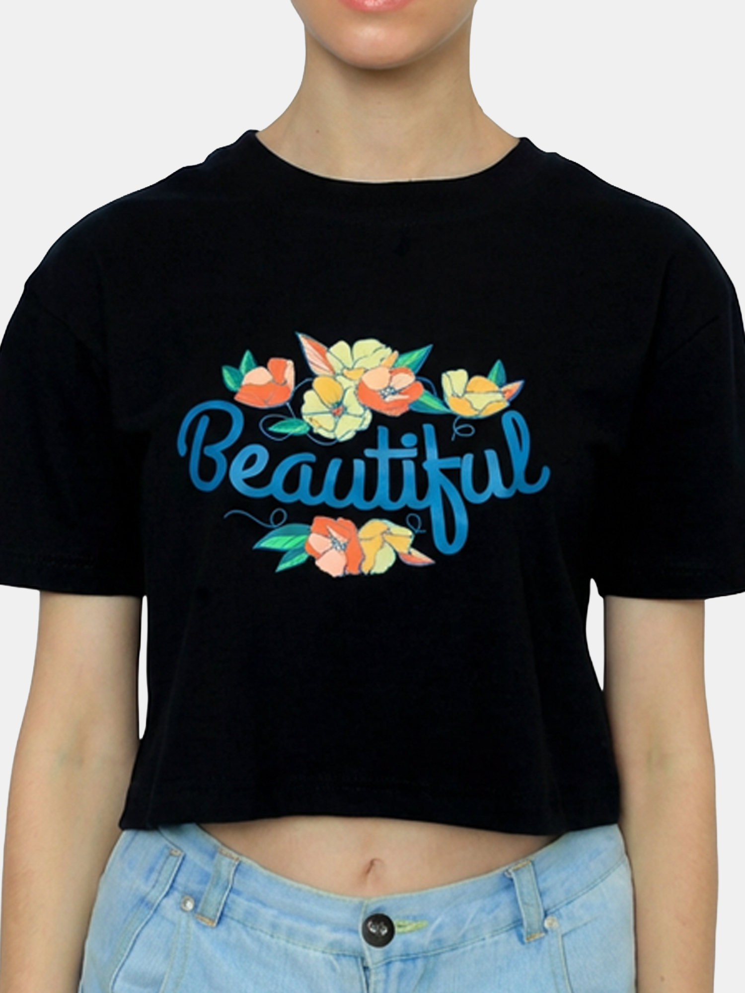 Carol - Women's Black Crop Top view 3