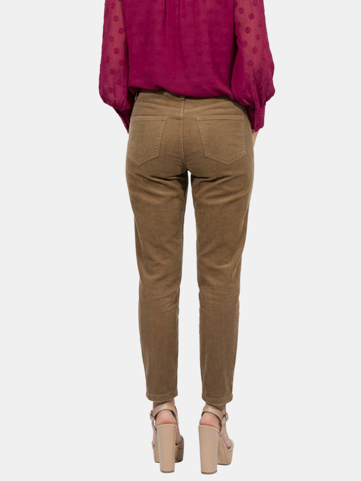 Nia - Women's Beige Cotton Pants view 3