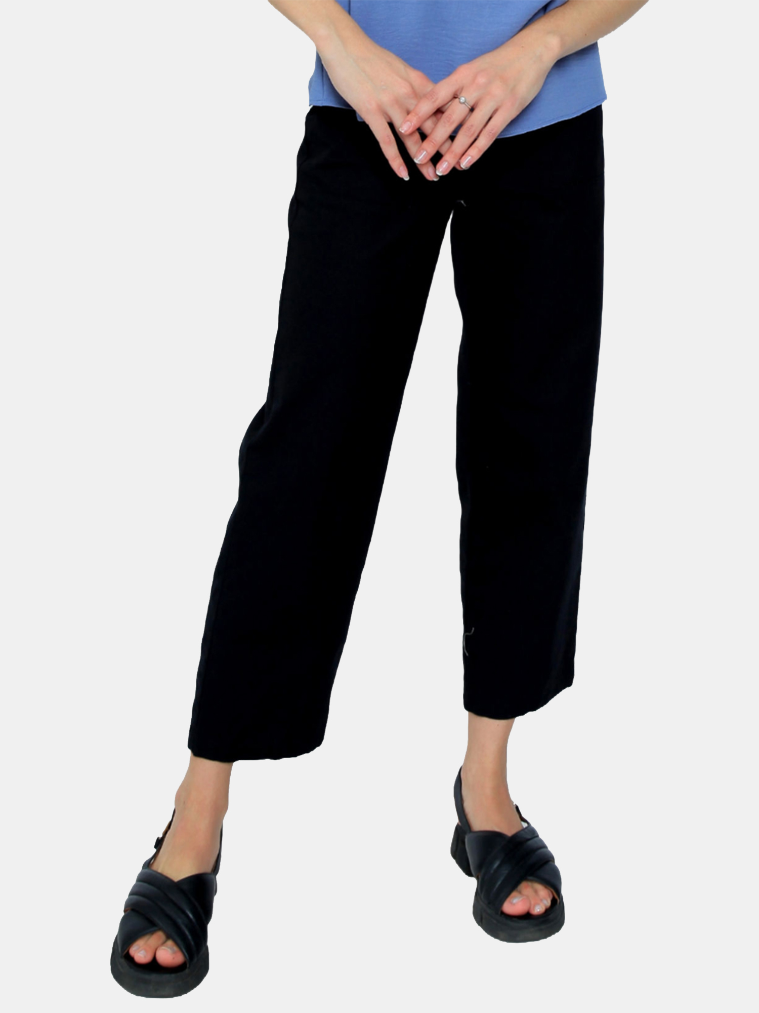 Frankie - Women's Black Cotton Pants view 2
