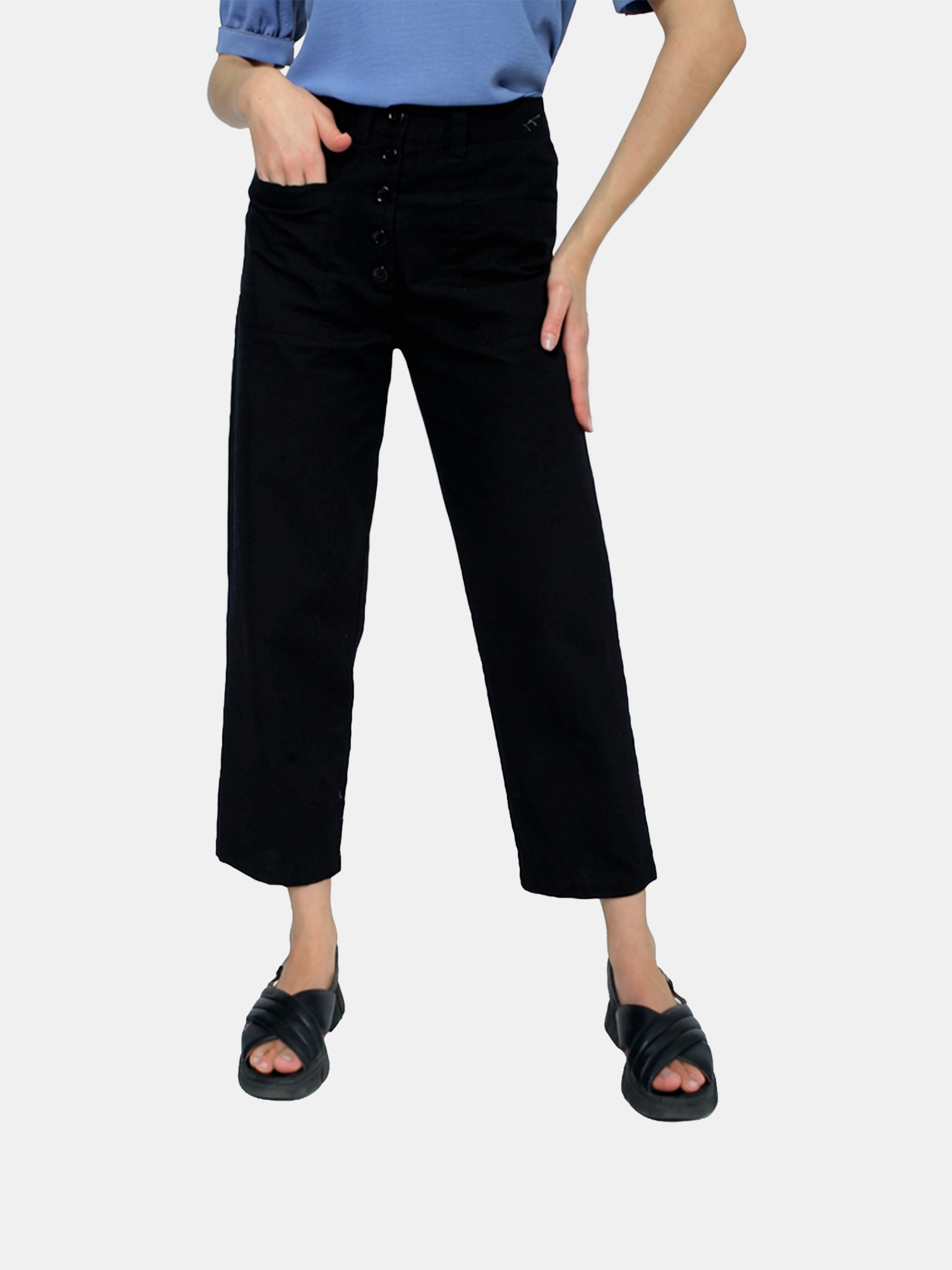 Frankie - Women's Black Cotton Pants view 4