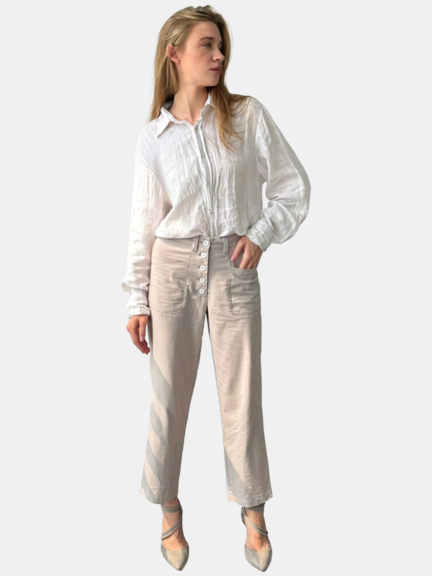 Frankie - Women's Grey Cotton Pants