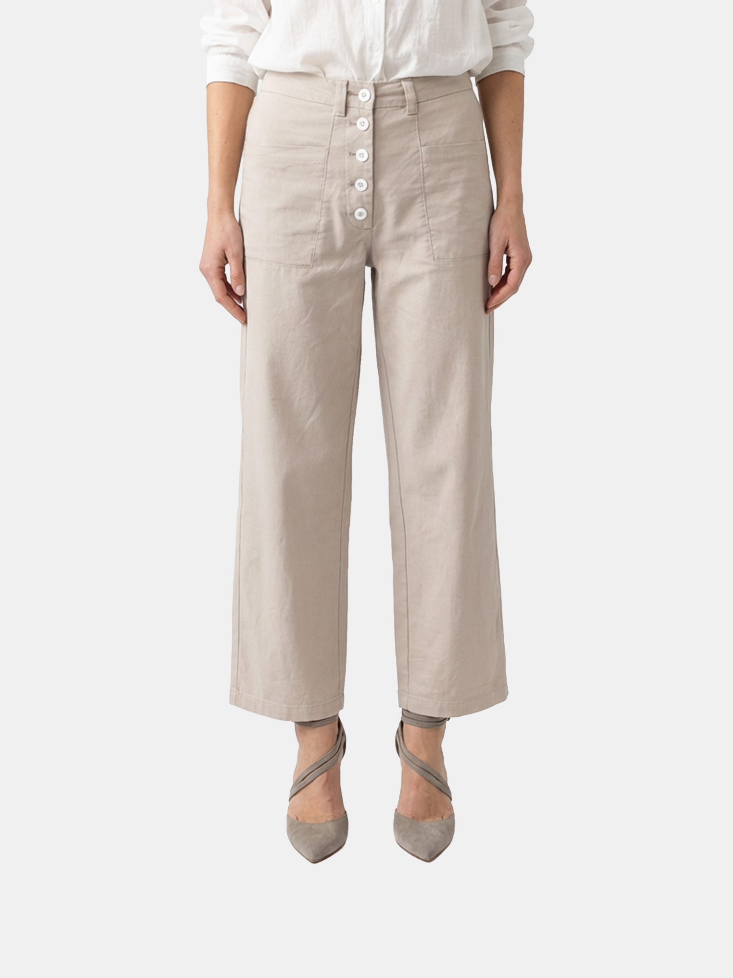 Frankie - Women's Grey Cotton Pants view 4