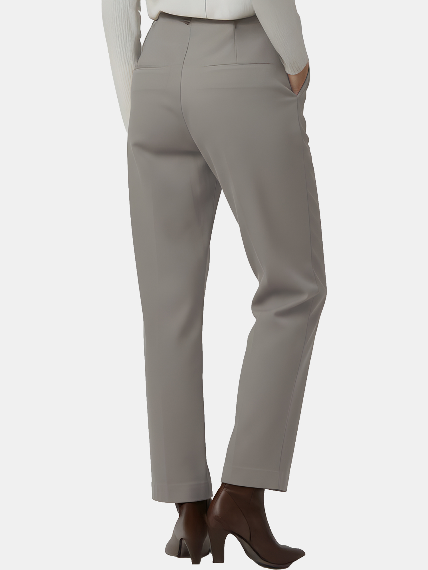 Rachel - Women's Grey Cotton Pants view 4