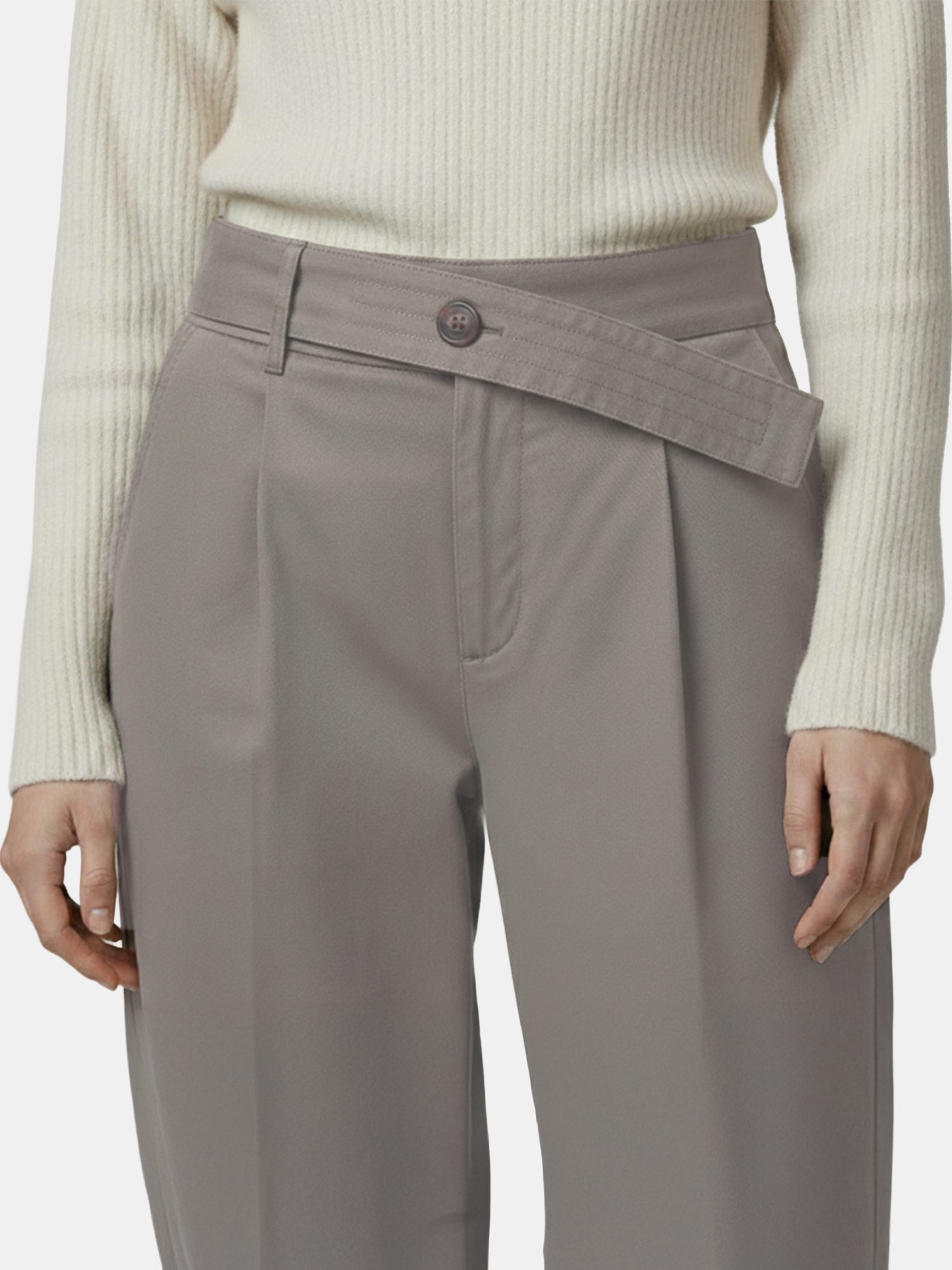 Rachel - Women's Grey Cotton Pants view 2