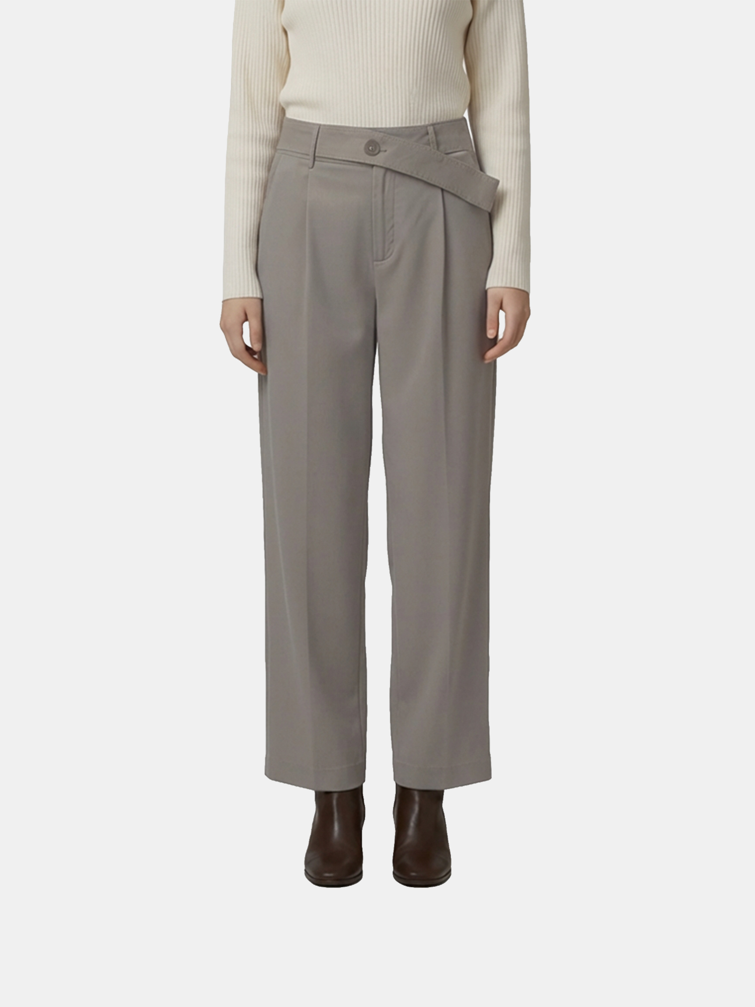 Rachel - Women's Grey Cotton Pants view 6