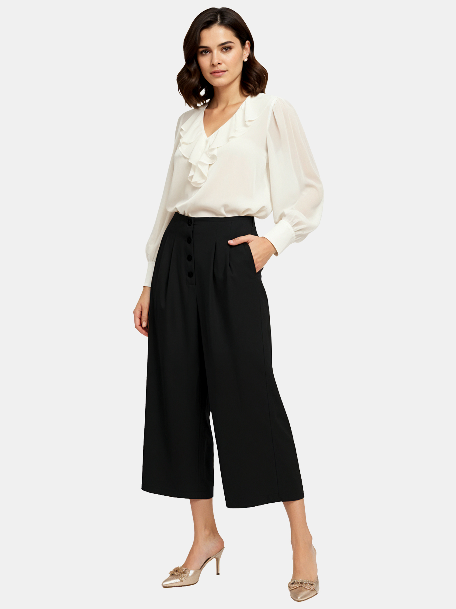 Nancy - Women's Black Culotte