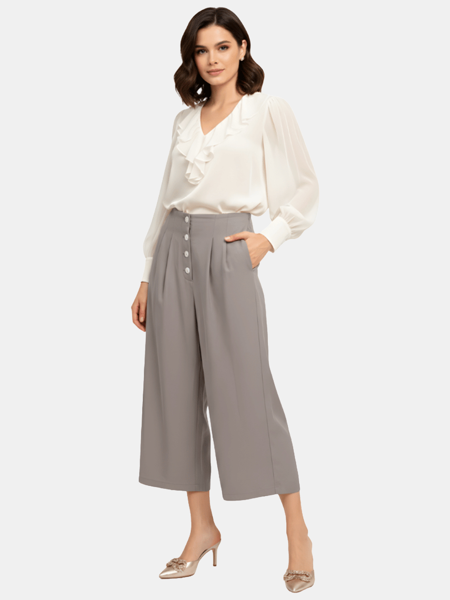 Nancy - Women's Grey Culotte