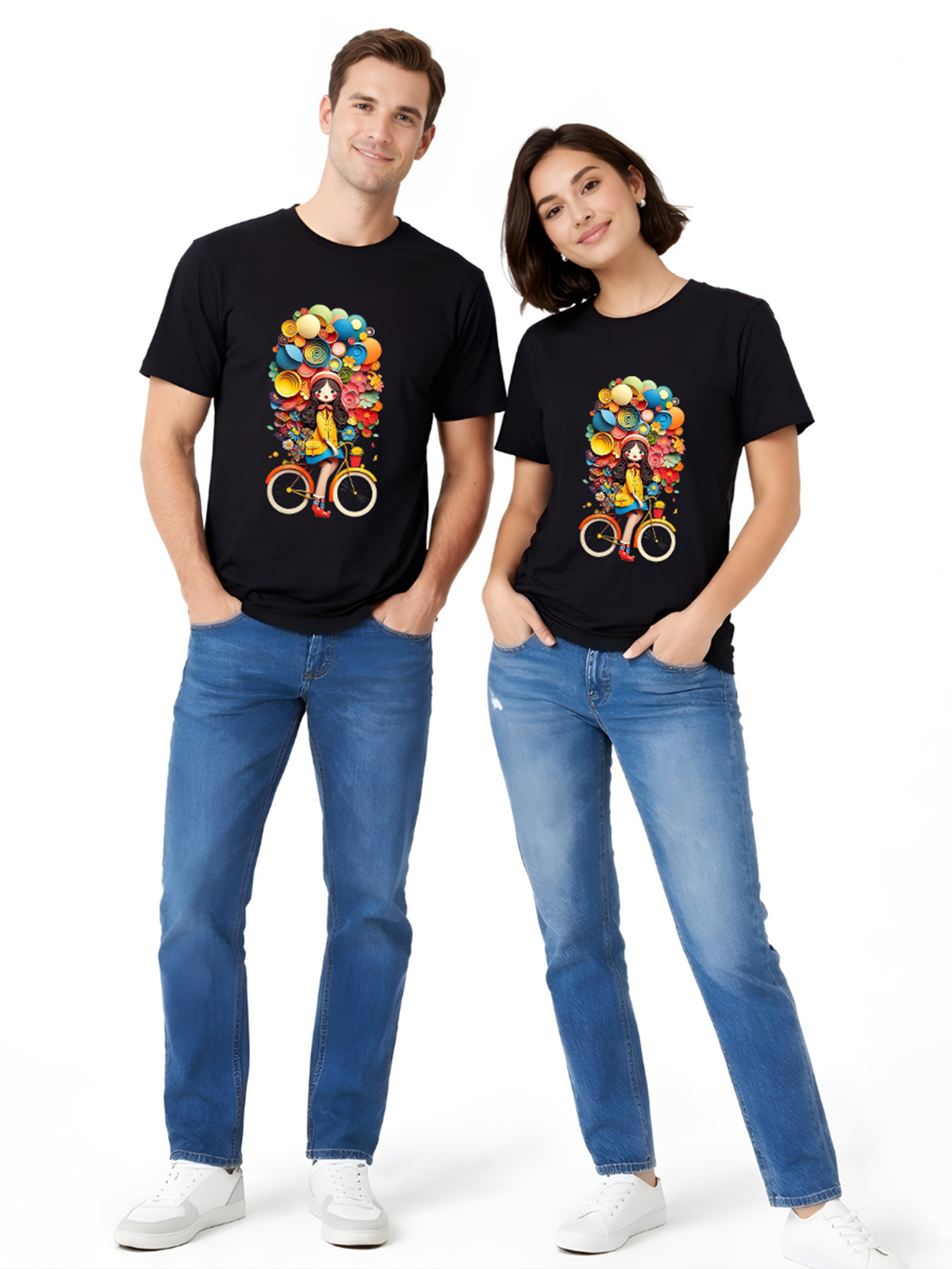 Regular Fit Black Cotton Graphic Tshirt UTR80