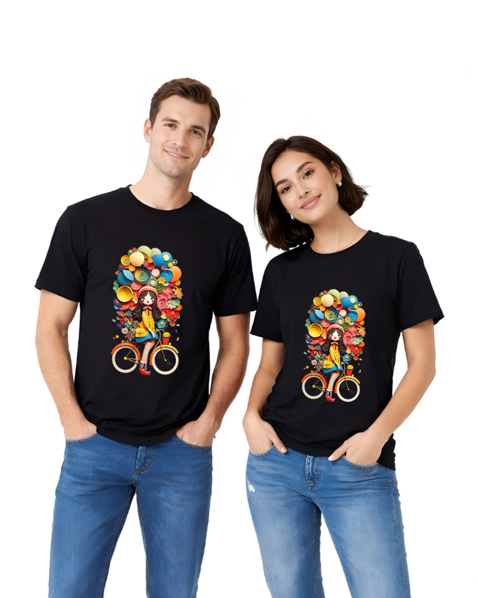 Regular Fit Black Cotton Graphic Tshirt UTR80 view 4