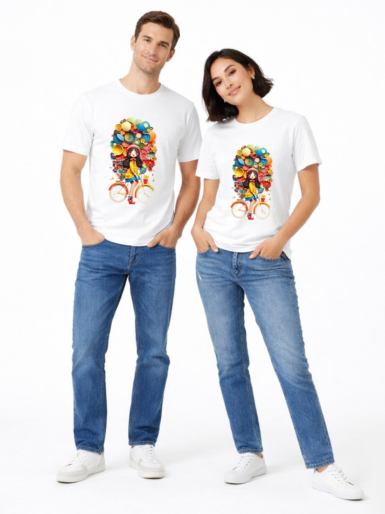 Regular Fit White Cotton Graphic Tshirt UTR80