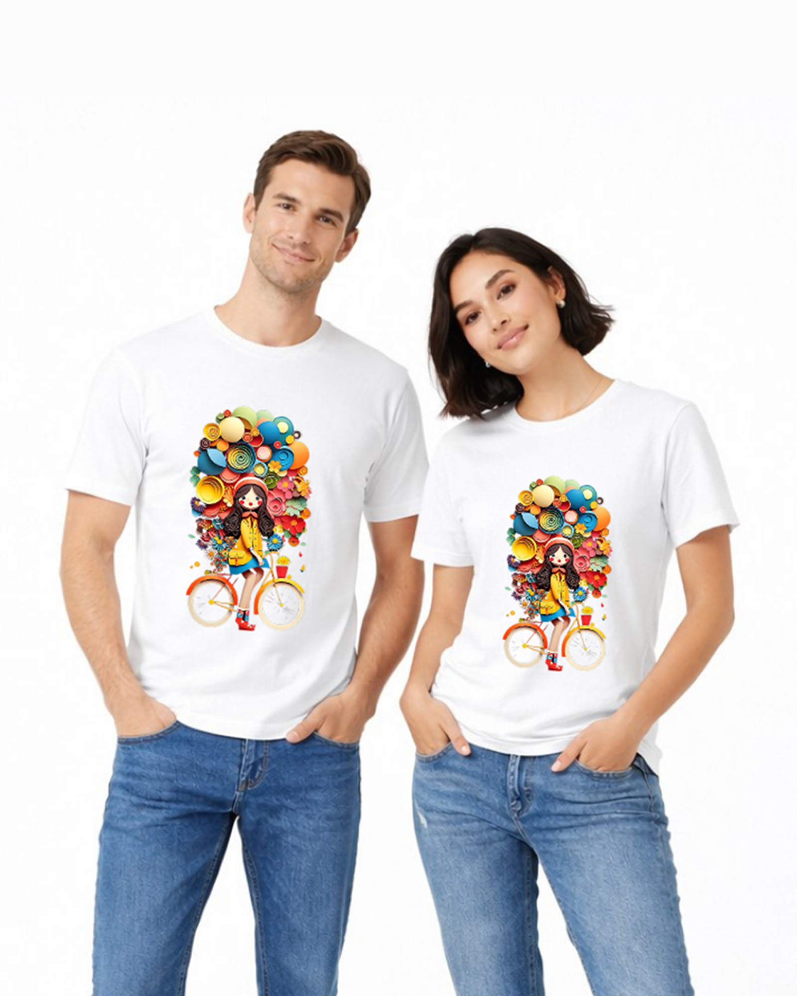 Regular Fit White Cotton Graphic Tshirt UTR80 view 4
