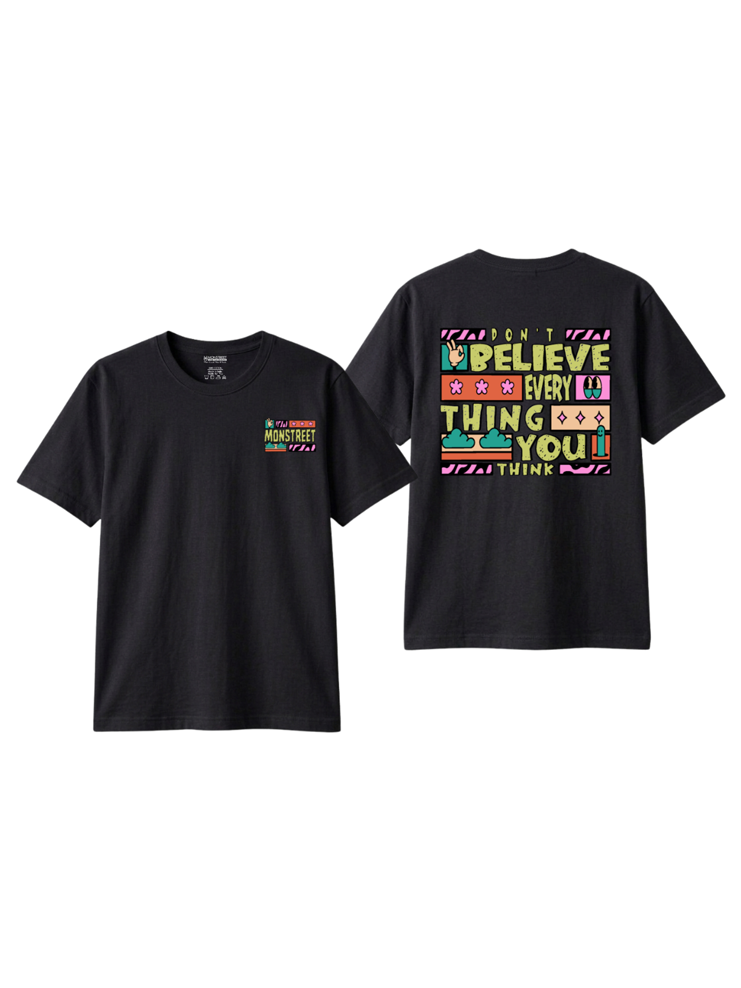 Monstreet Regular Fit Black Cotton Graphic Tshirt UTR109 view 2