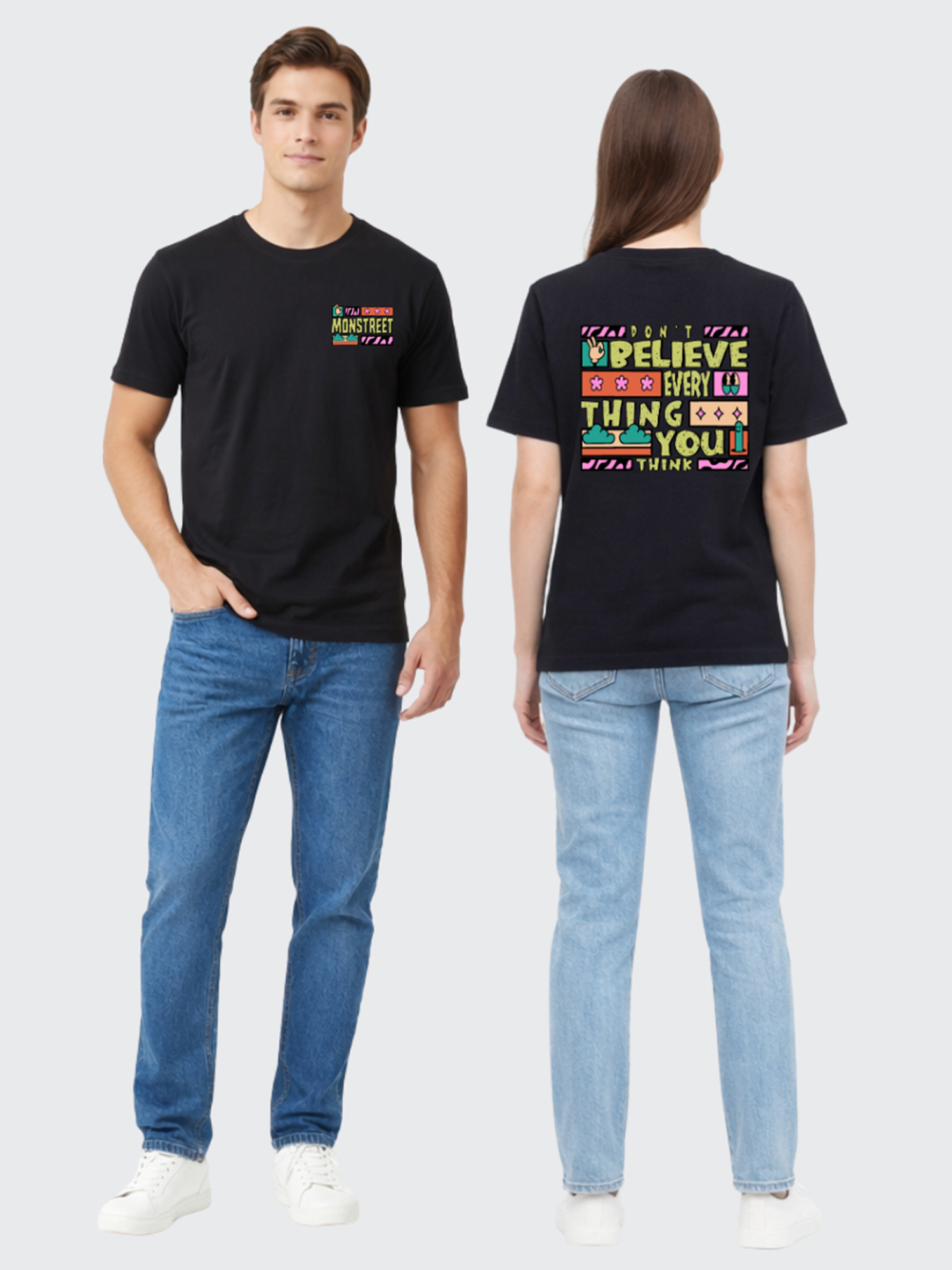 Monstreet Regular Fit Black Cotton Graphic Tshirt UTR109 view 3