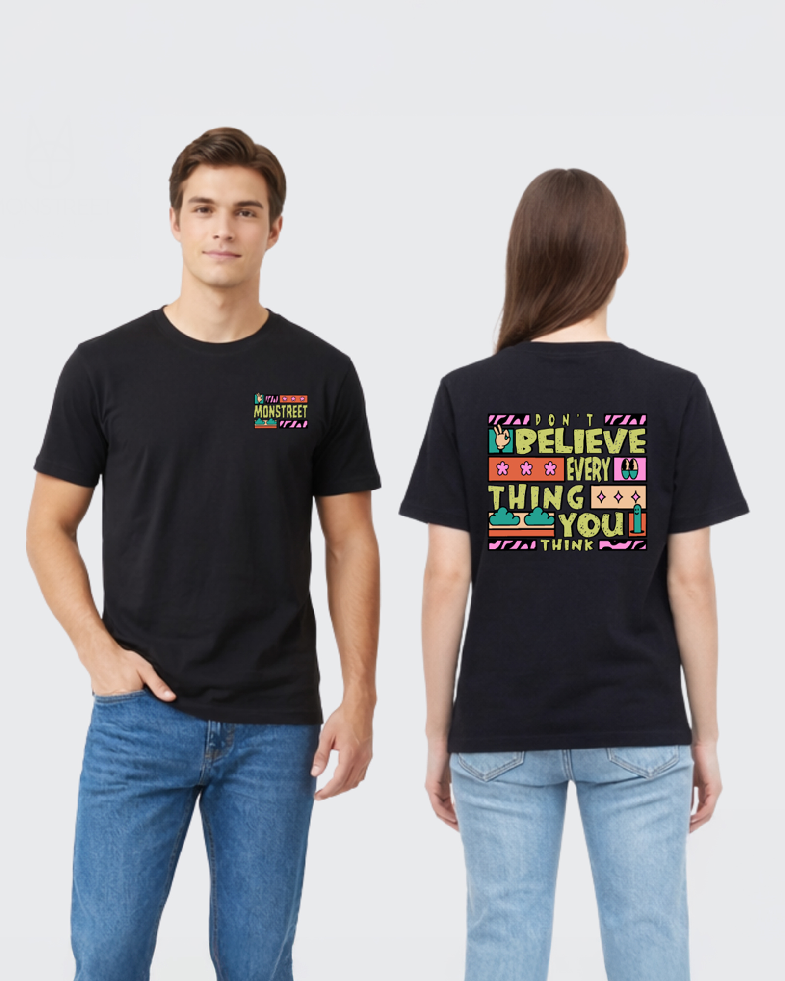 Monstreet Regular Fit Black Cotton Graphic Tshirt UTR109 view 4