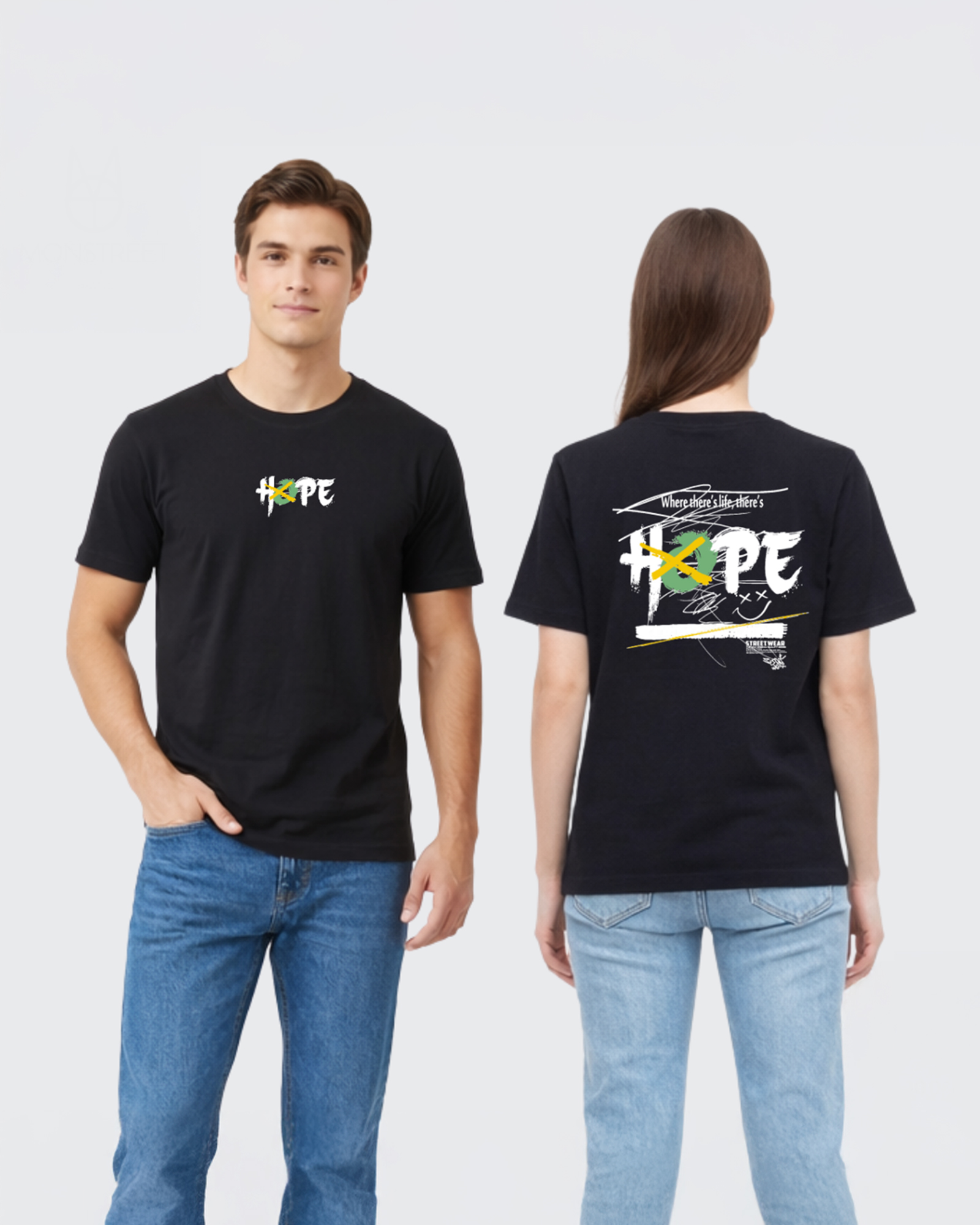 Monstreet Regular Fit Black Cotton Graphic Tshirt UTR110 view 2