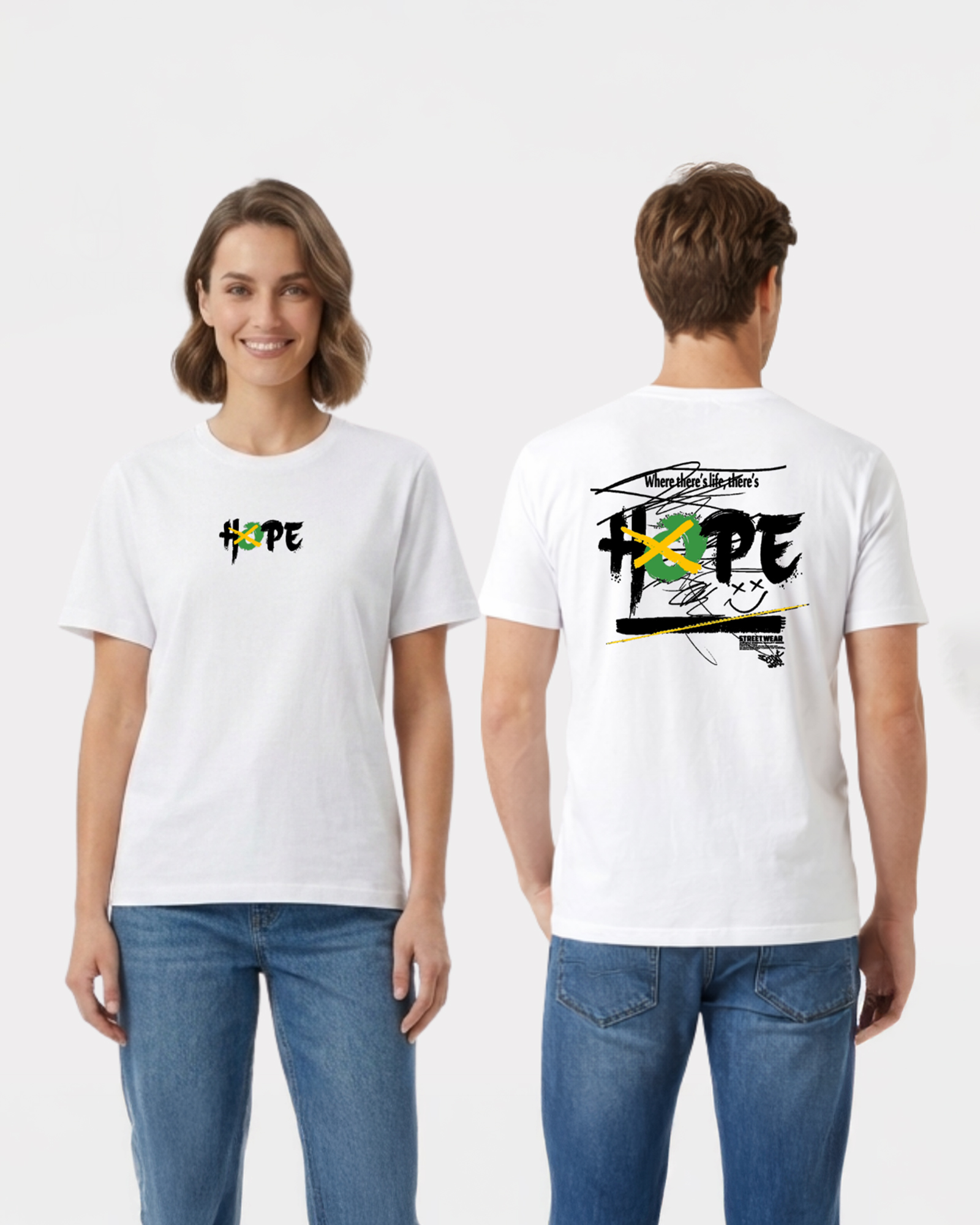 Monstreet Regular Fit White Cotton Graphic Tshirt UTR110