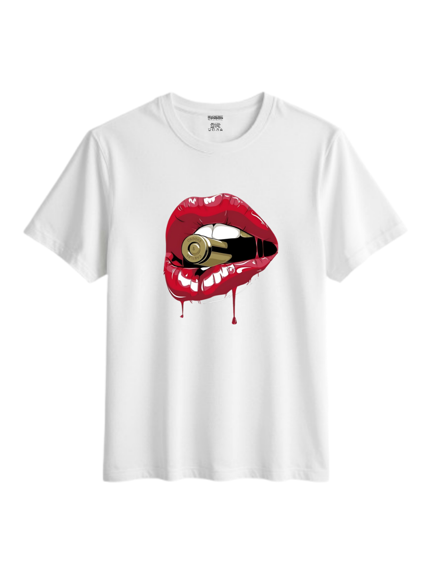 Regular Fit White Cotton Graphic Tshirt UTR122 view 3