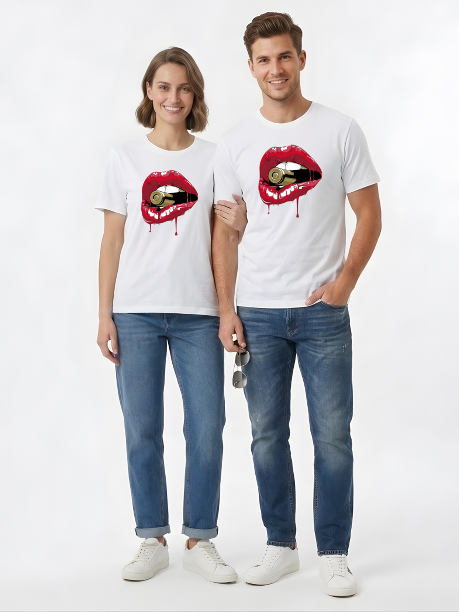 Regular Fit White Cotton Graphic Tshirt UTR122