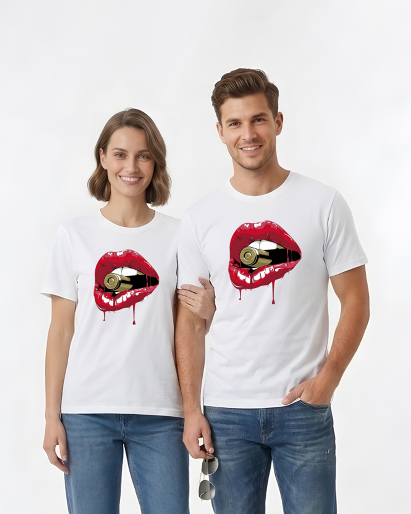 Regular Fit White Cotton Graphic Tshirt UTR122 view 5