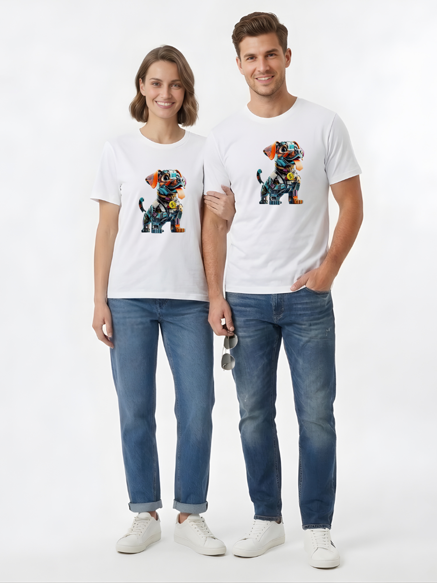 Regular Fit White Cotton Graphic Tshirt UTR83