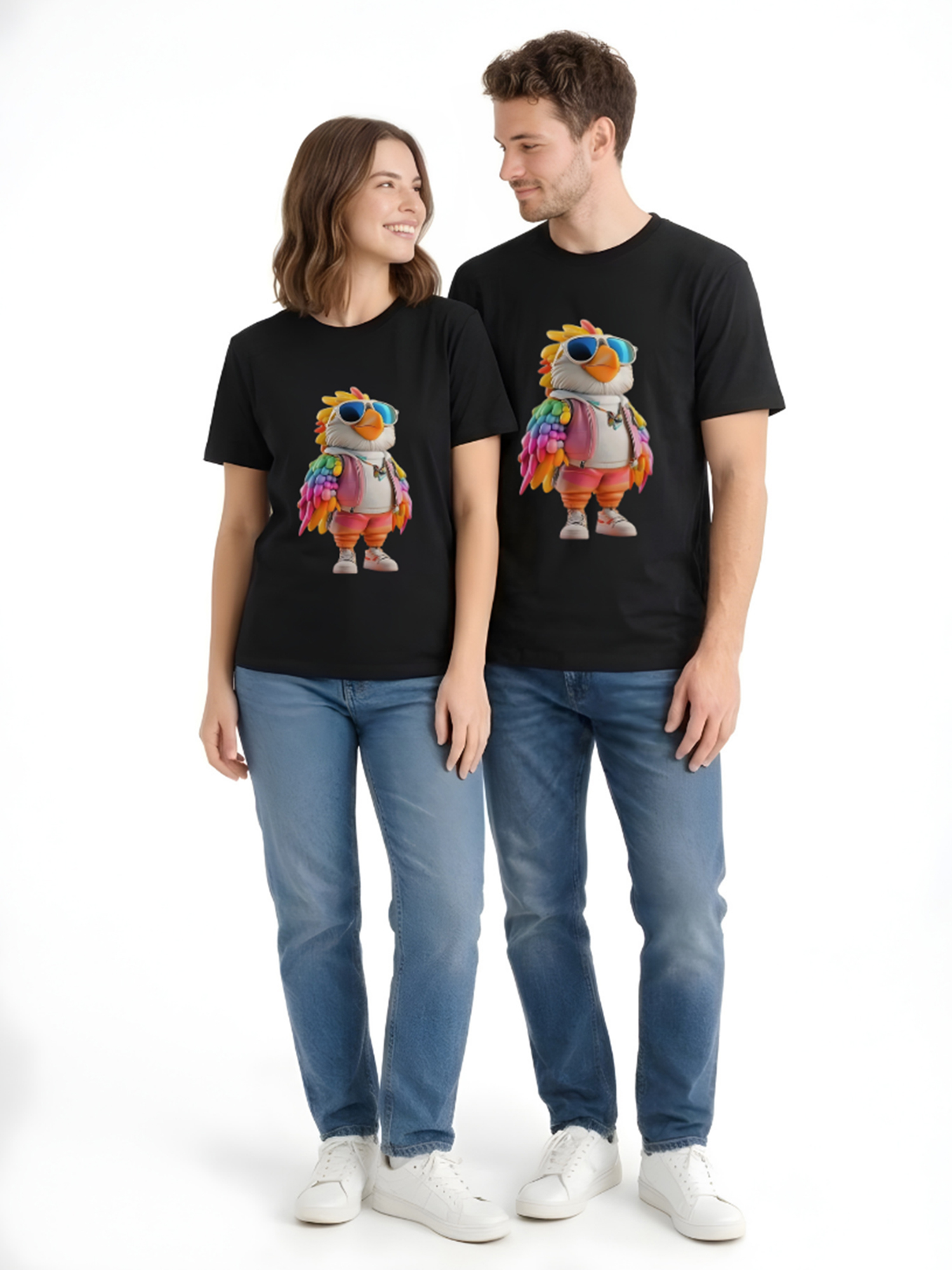 Regular Fit Black Cotton Graphic Tshirt UTR84
