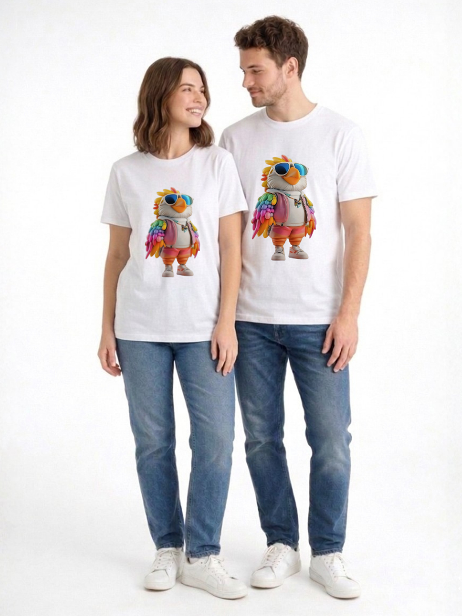 Regular Fit White Cotton Graphic Tshirt UTR84