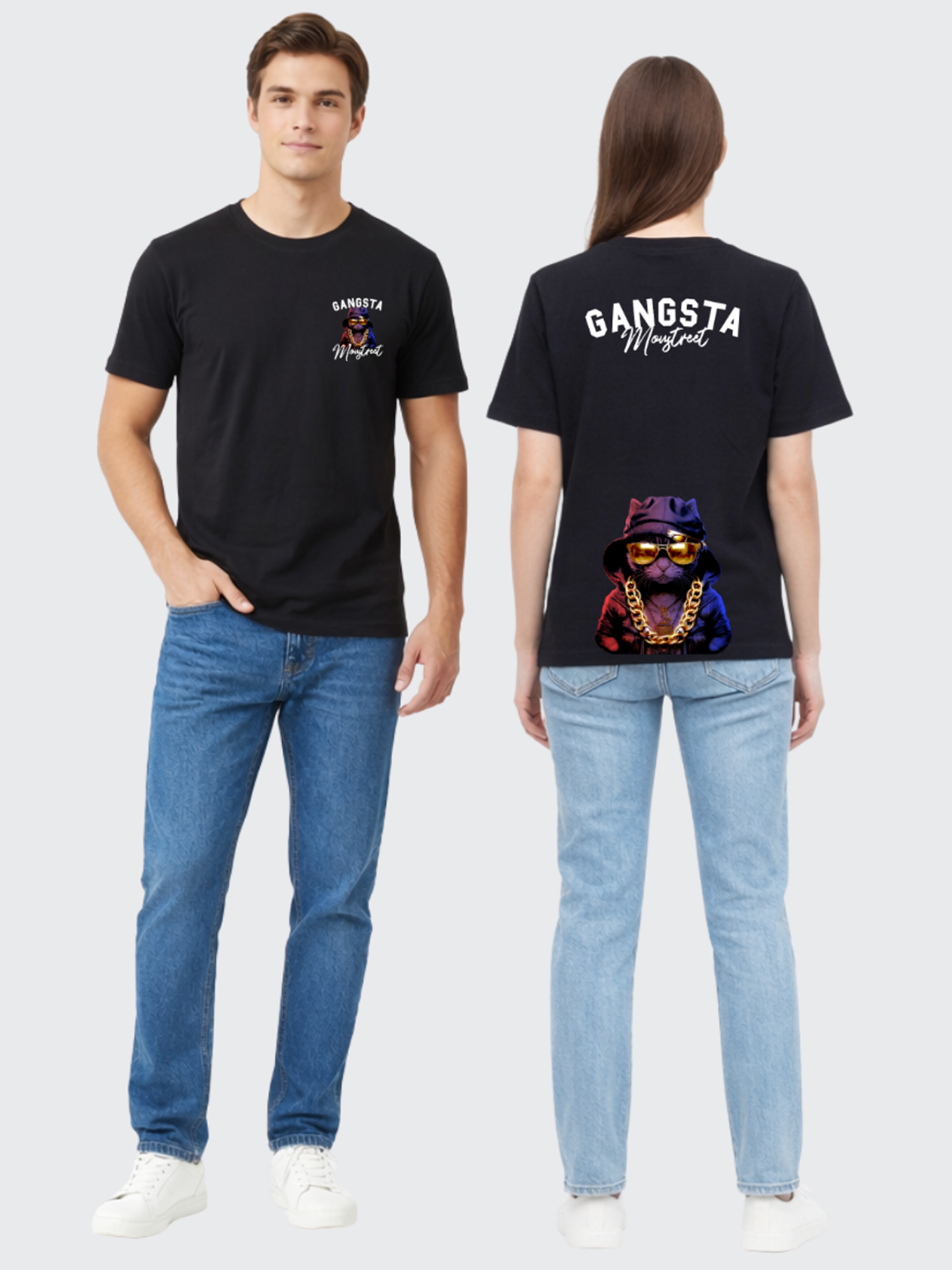 Regular Fit Black Cotton Graphic Tshirt UTR178